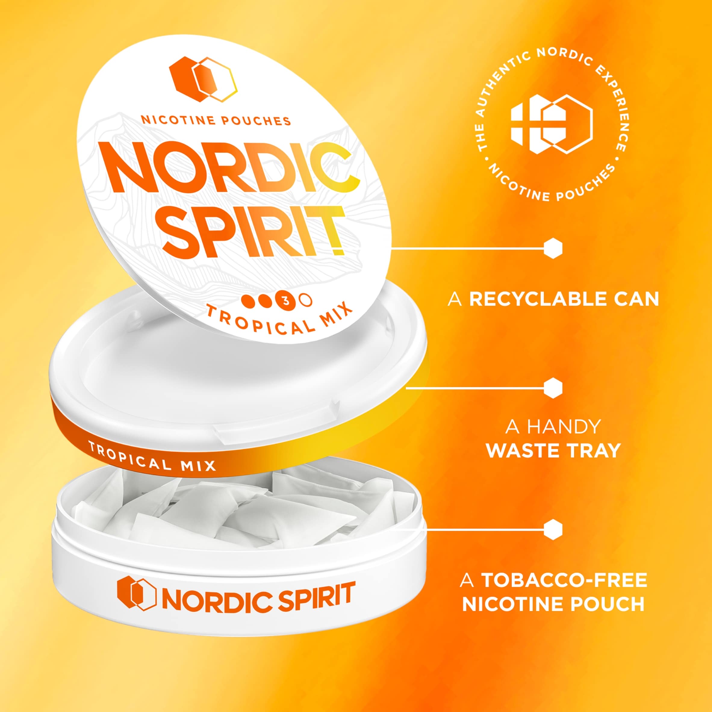 Nordic Spirit Tropical Mix Tobacco Free Nicotine Pouches Strong 20 Pack 9mg 14g thumbnail 4