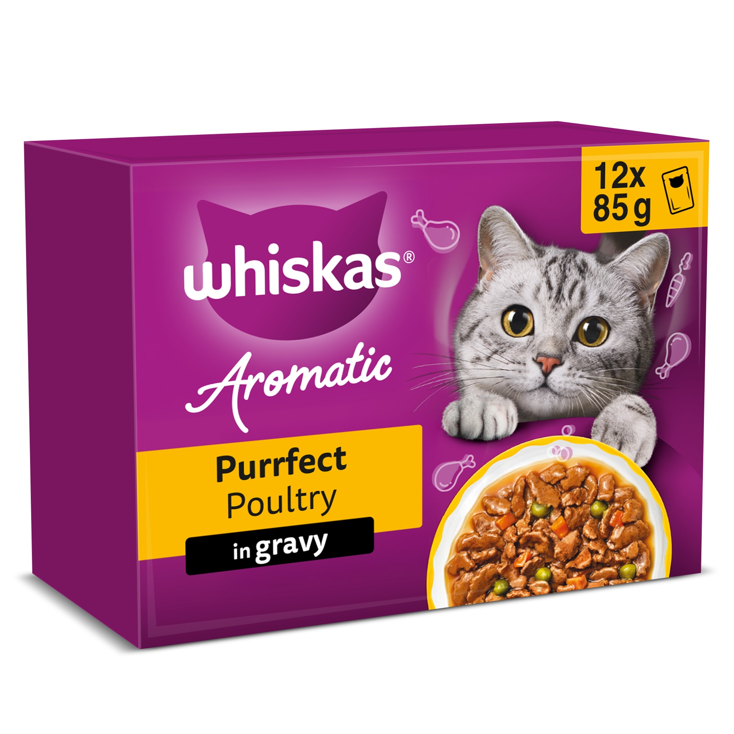 Whiskas ® 1+ Aromatic Purrfect Poultry Selection Wet Cat Food Pouches 12x85g