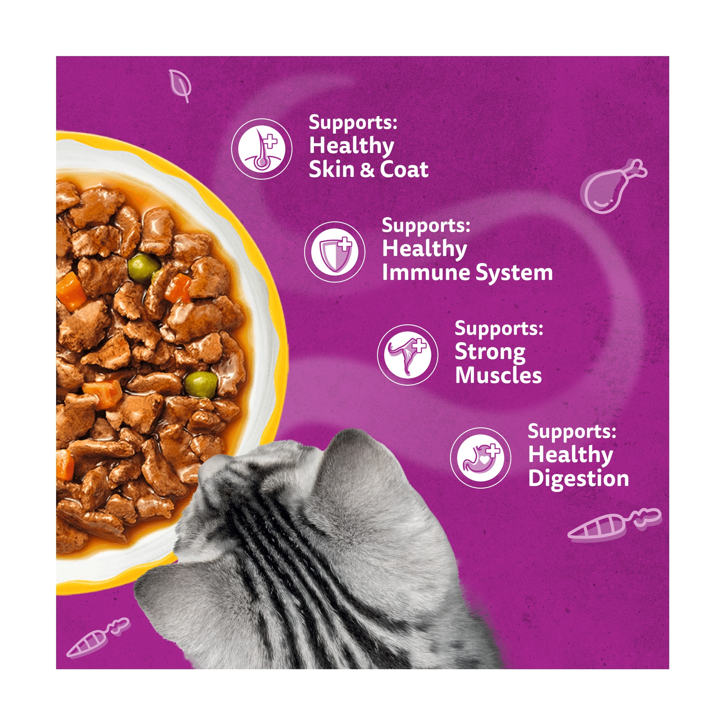 WHISKAS 1+ Aromatic Purrfect Poultry Selection Wet Cat Food Pouches in Gravy 12x85g thumbnail 3
