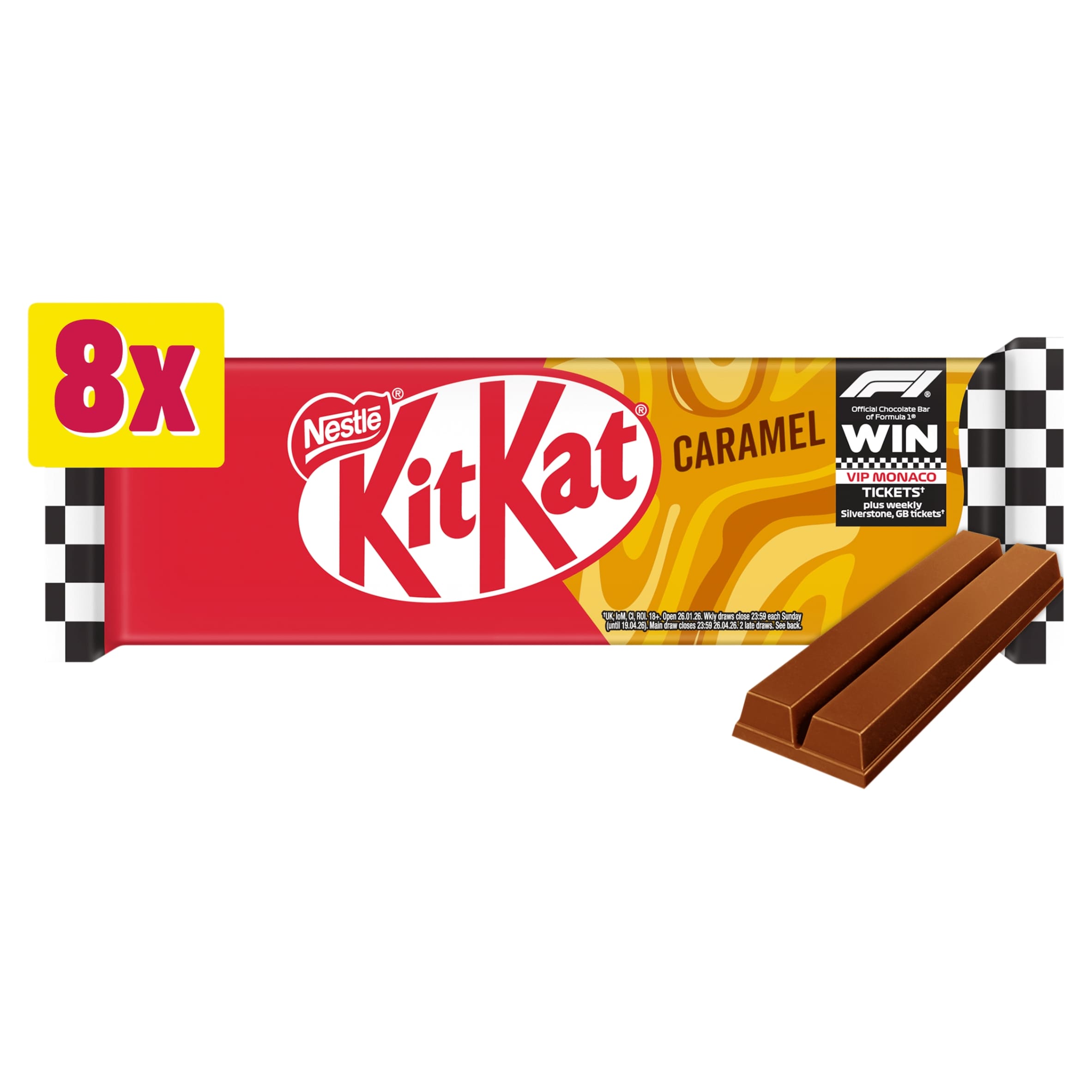 KitKat 2 Finger Caramel Milk Chocolate Biscuit Bars 8 Pack Multipack 165.6g