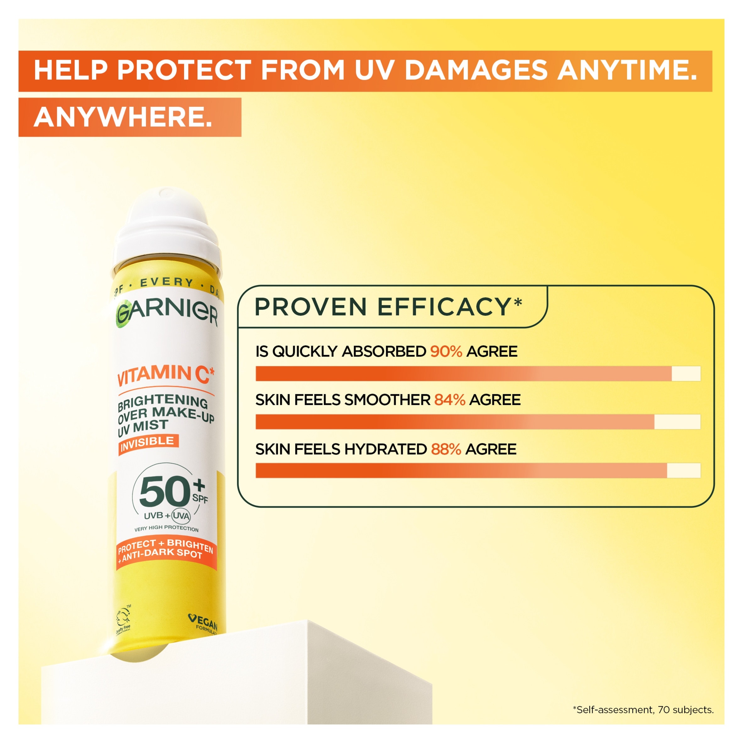 Garnier Skin Active Vitamin C Over Make-up UV Mist Invisible SPF50+ 75ml thumbnail 2