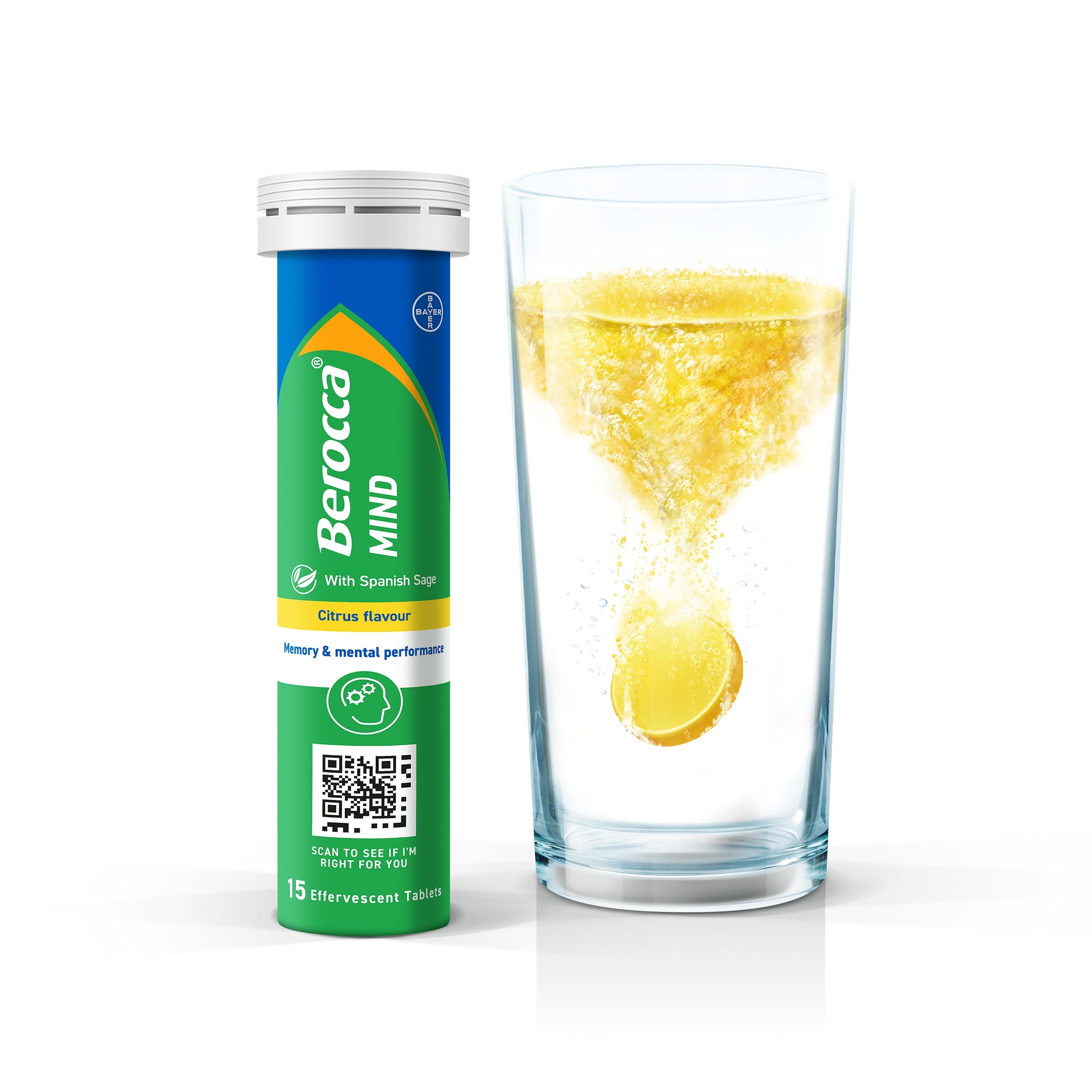 Berocca Mind Citrus Effervescent Tablets 15s thumbnail 2