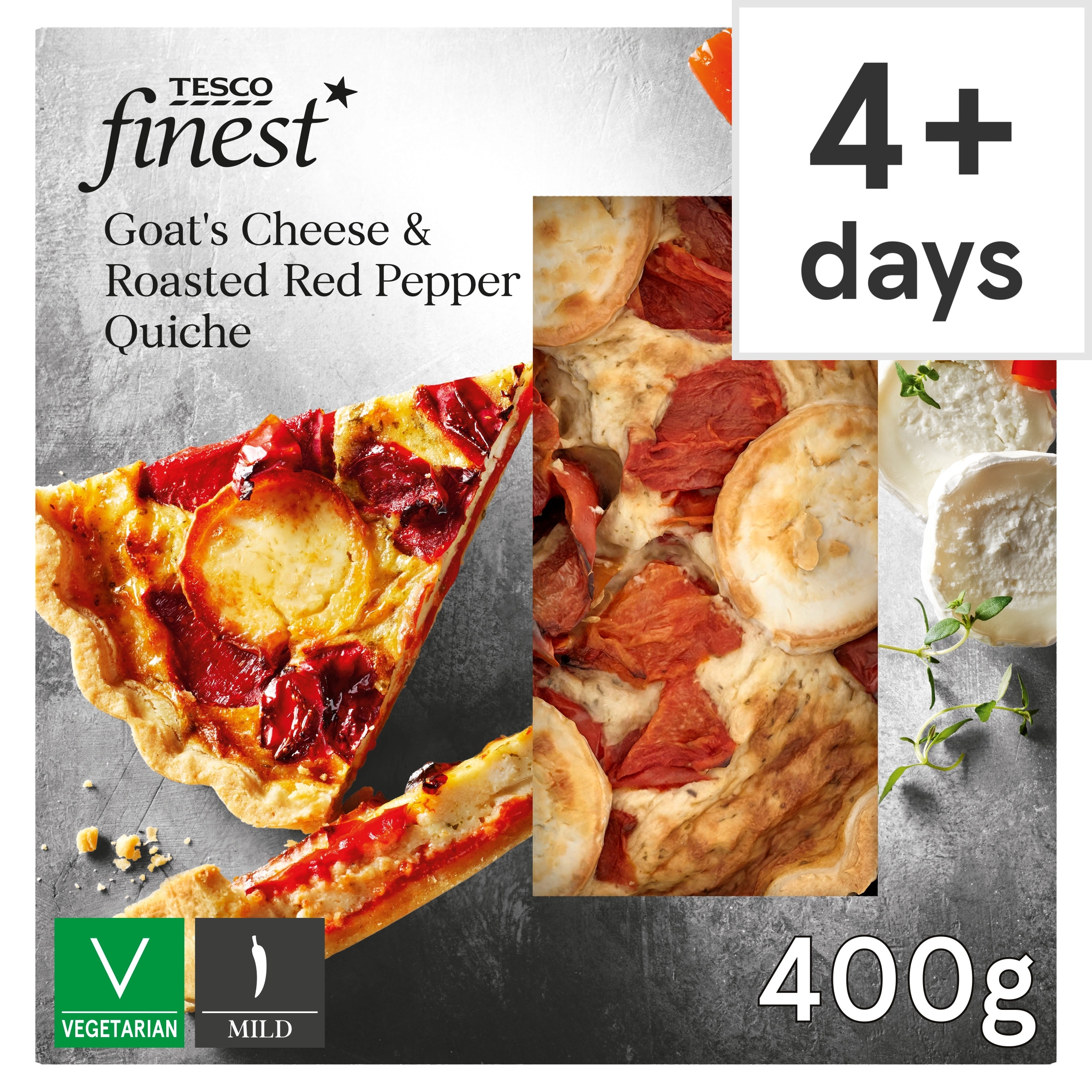 Tesco Finest Goat's Cheese & Roasted Red Pepper Quiche 400g