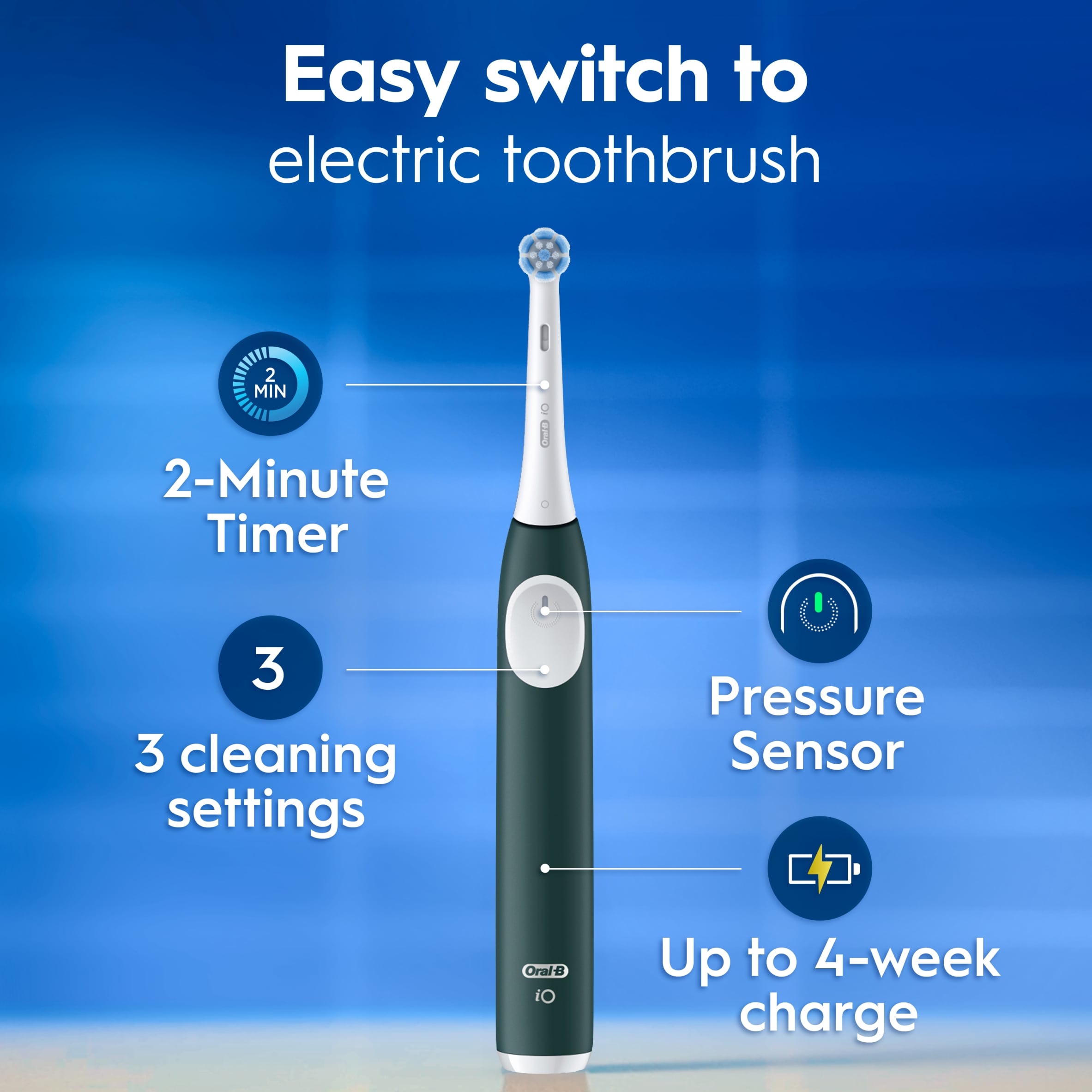 Oral-B iO Series 2 Clean & Care Green Electric Toothbrush & Travel Case thumbnail 3