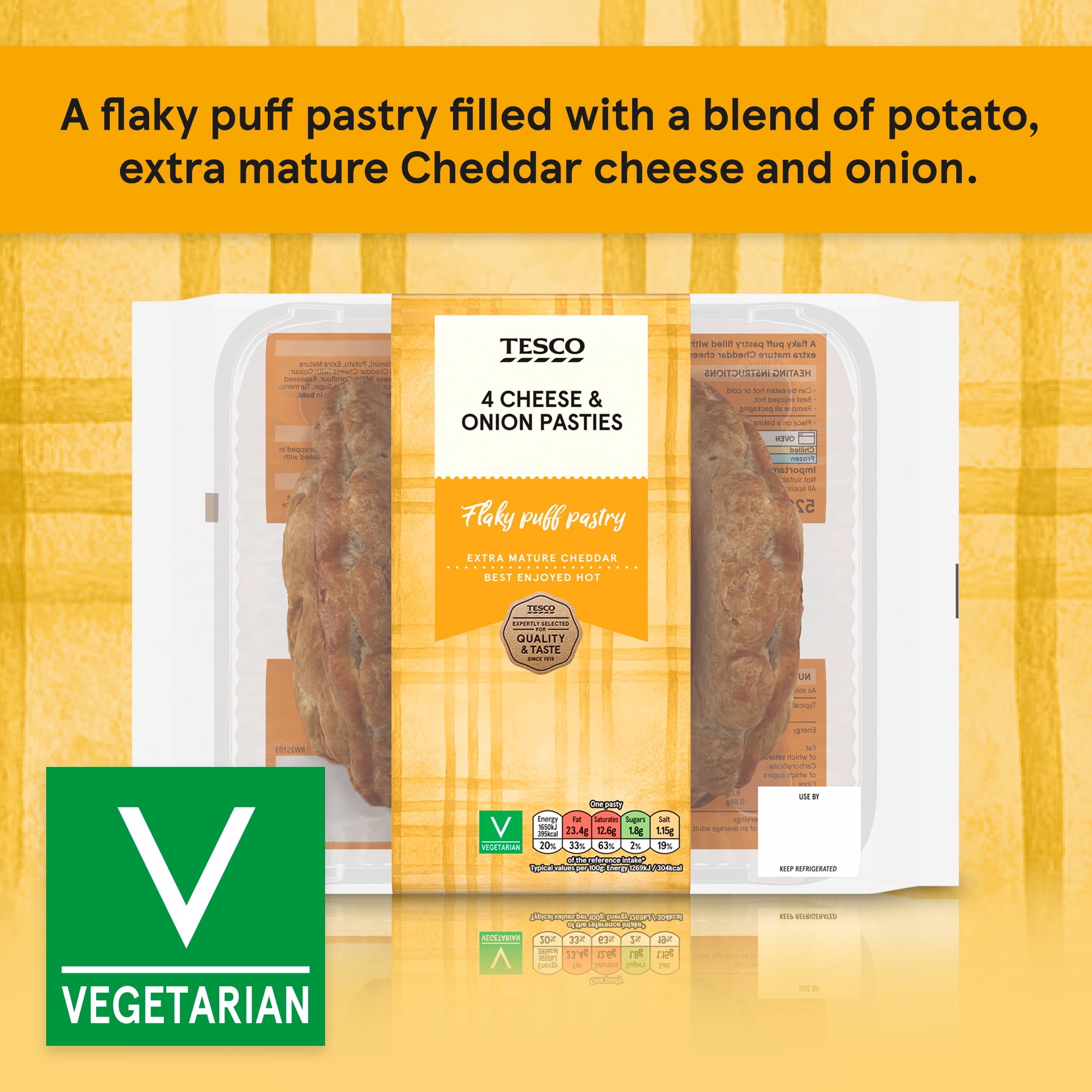 Tesco 4 Cheese & Onion Pasties 520g thumbnail 2