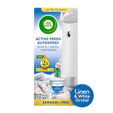 Air Wick 24/7 Active Fresh Linen & White Orchid Autospray Kit 228ml