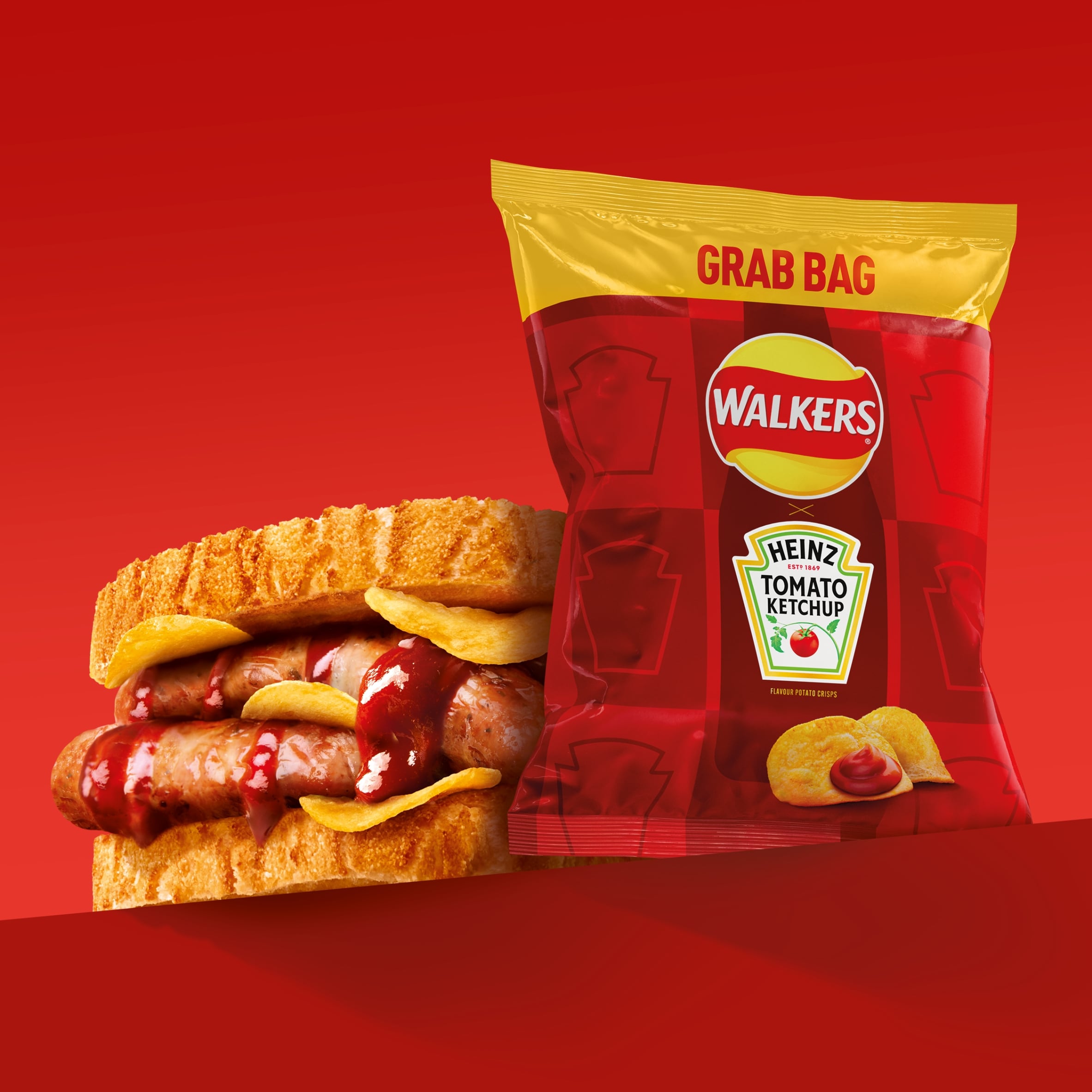 Walkers Heinz Tomato Ketchup Grab Bag Crisps 45g thumbnail 2