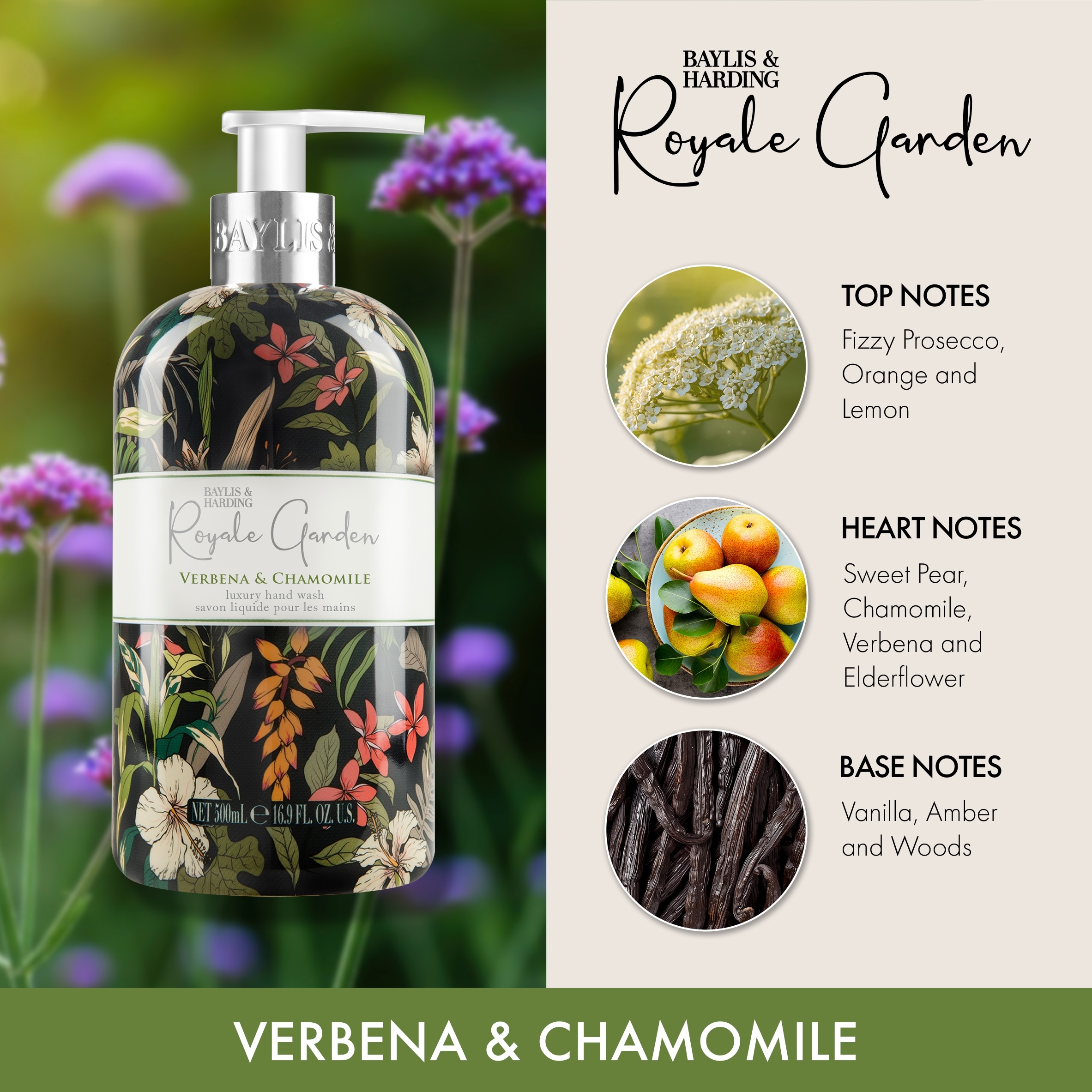 Baylis & Harding Royale Garden Verbena & Chamomile Hand Wash 500ml thumbnail 2