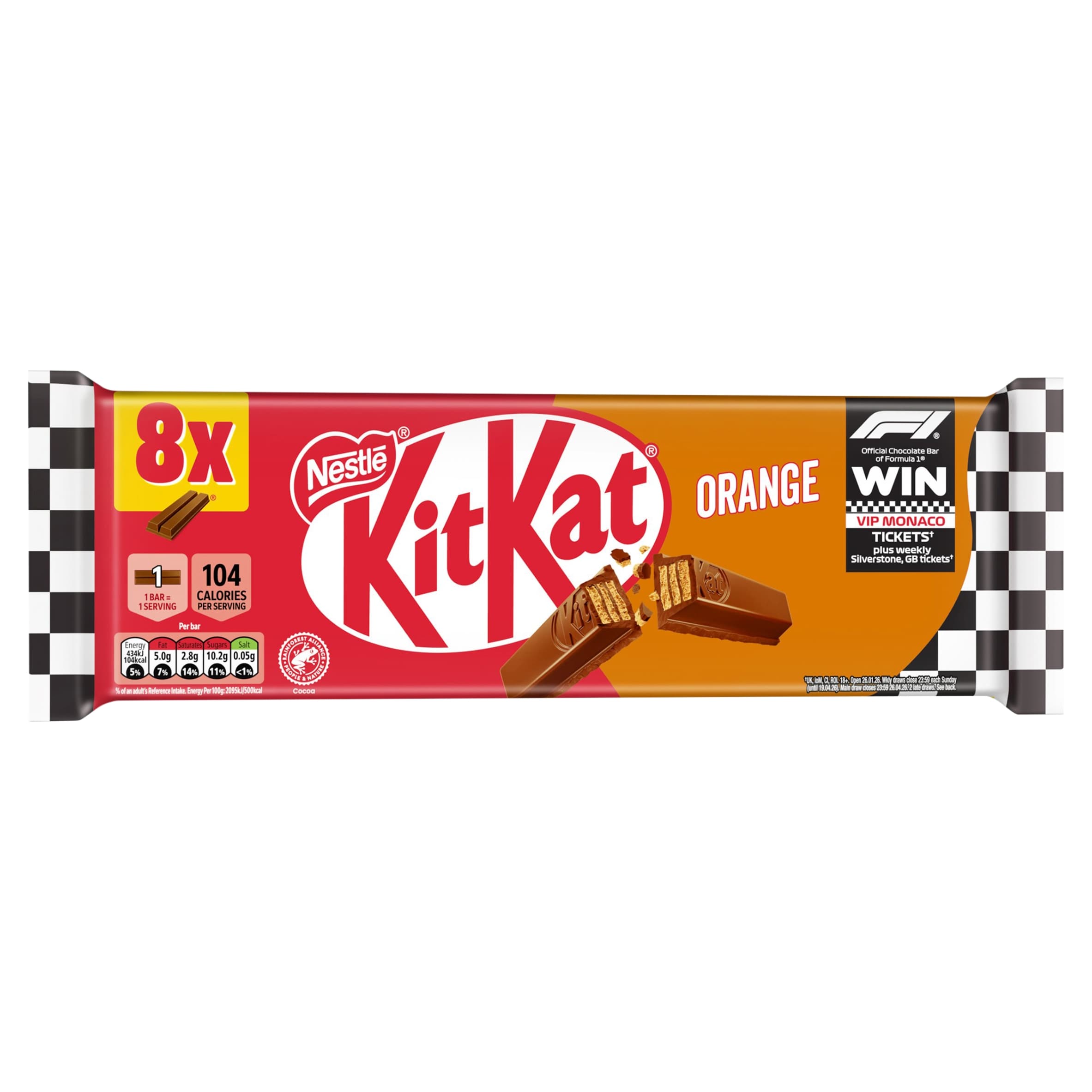 KitKat 2 Finger Orange Chocolate Biscuit Bar 8 Pack Multipack 165.6g thumbnail 2