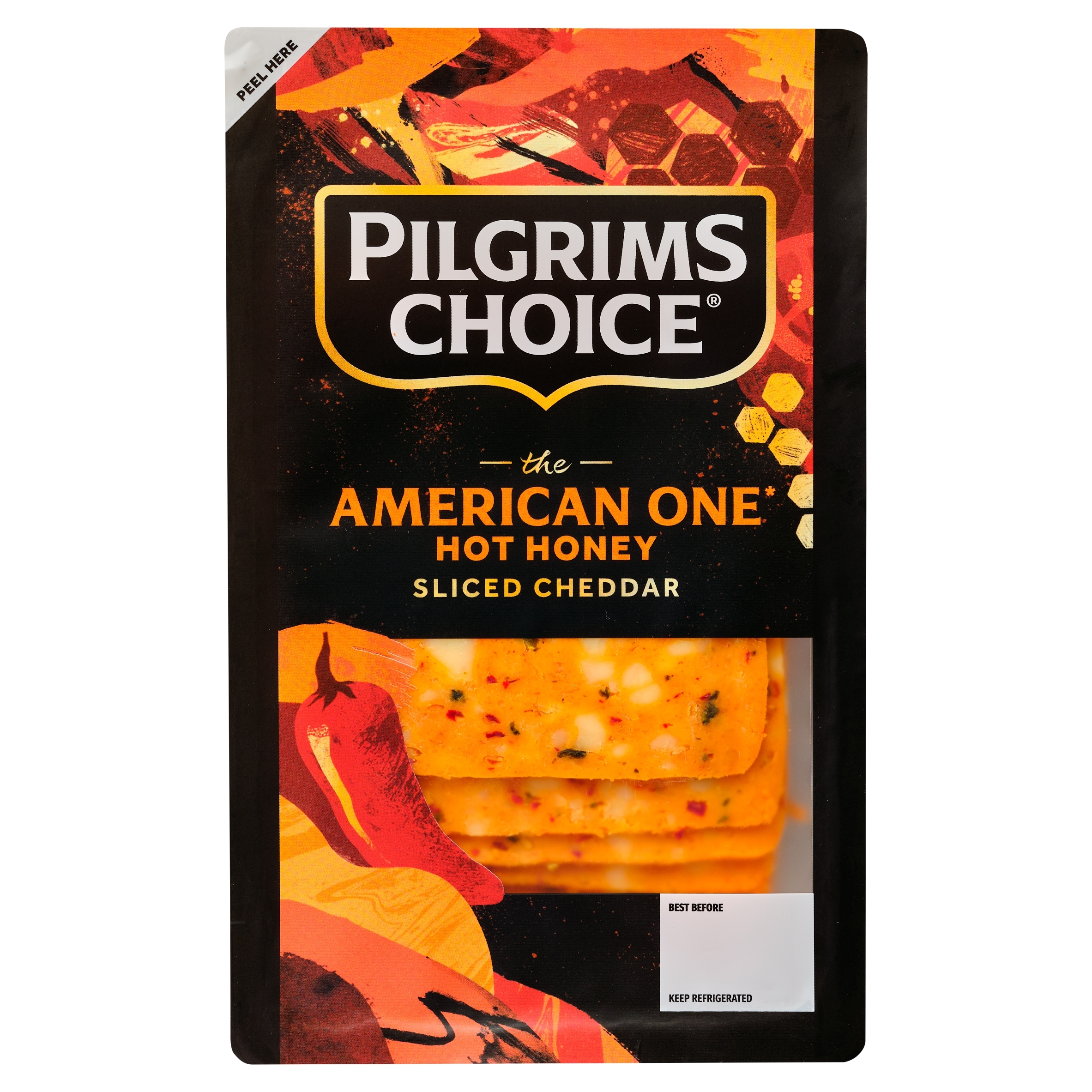 Pilgrims Choice The American One Hot Honey Sliced Cheese 150g