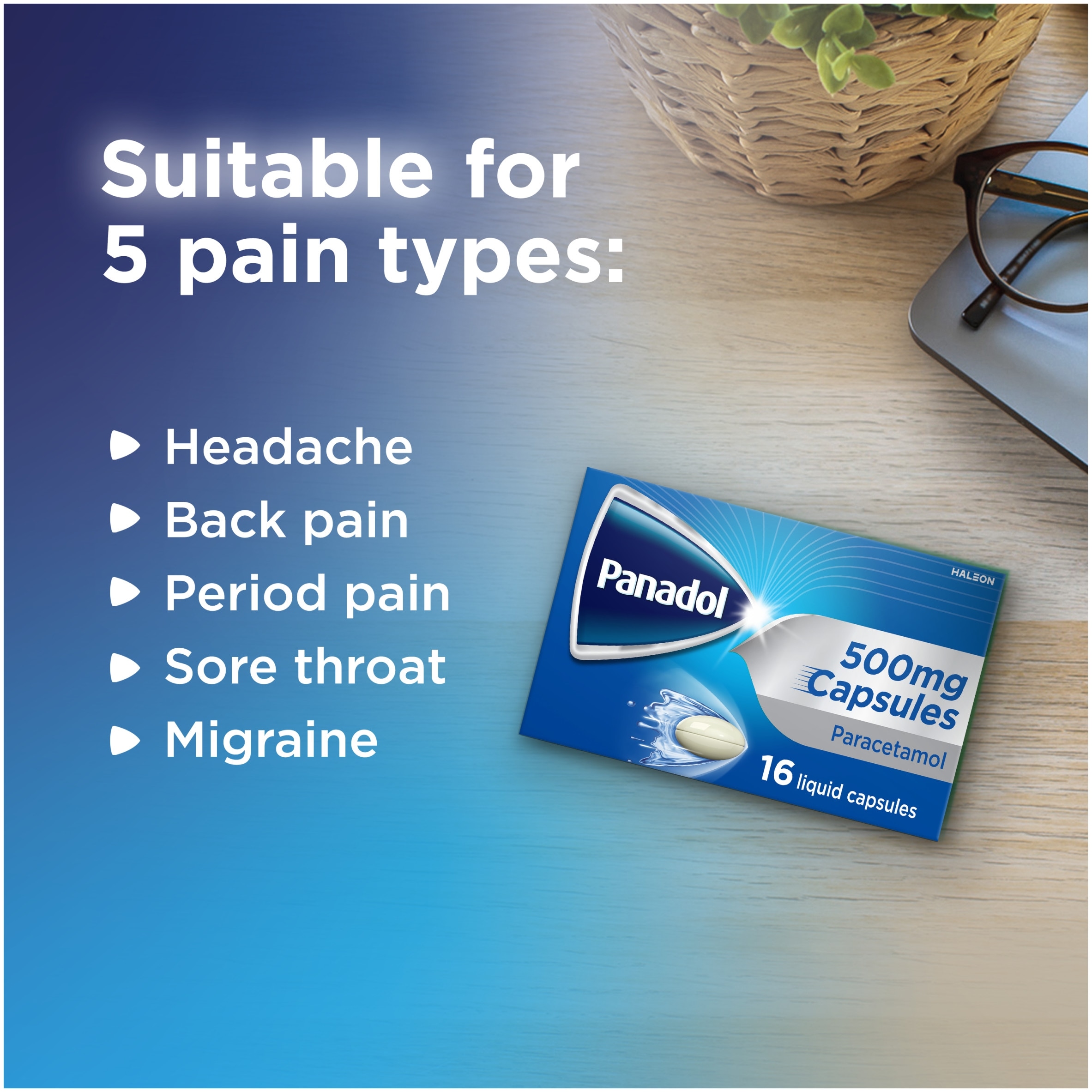 Panadol Paracetamol 500mg Fast Pain relief Liquid Capsules 16s thumbnail 5