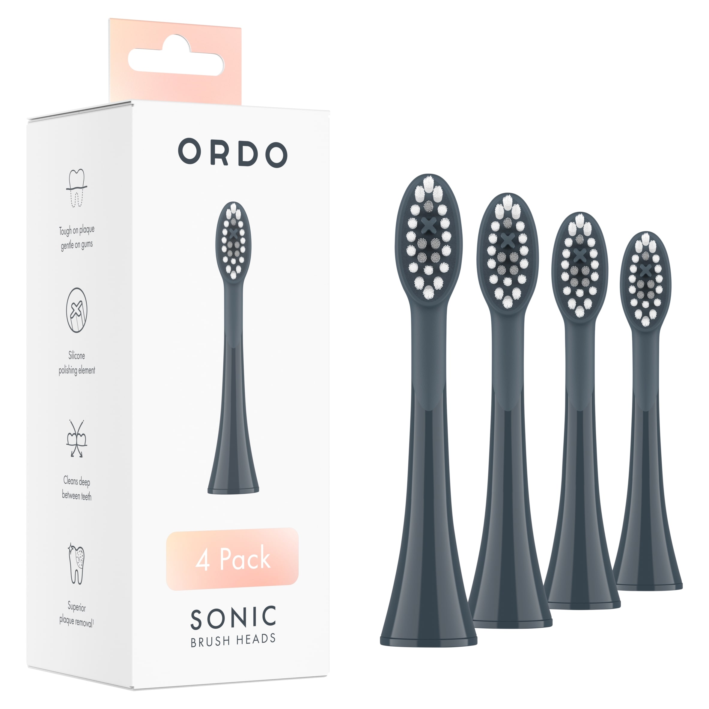 Ordo Sonic Brush Heads Charcoal Grey & Stone 4 Pack thumbnail 2