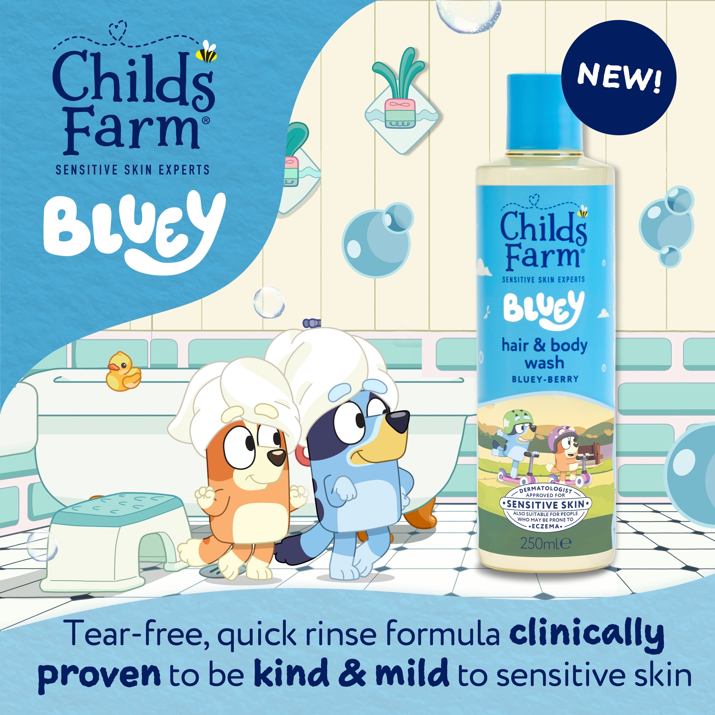 Childs Farm and Bluey, Hair & Body Wash, Bluey-Berry 250ml thumbnail 2