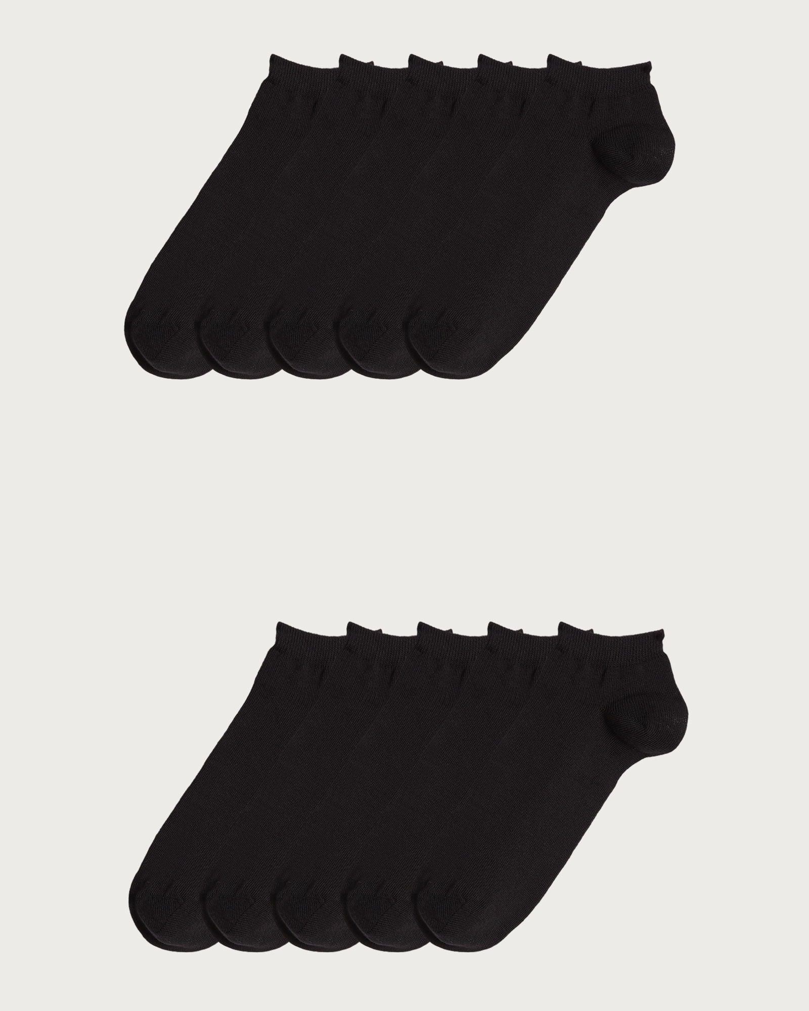 F&F 10-Pack Cotton Rich Trainer Socks in Black