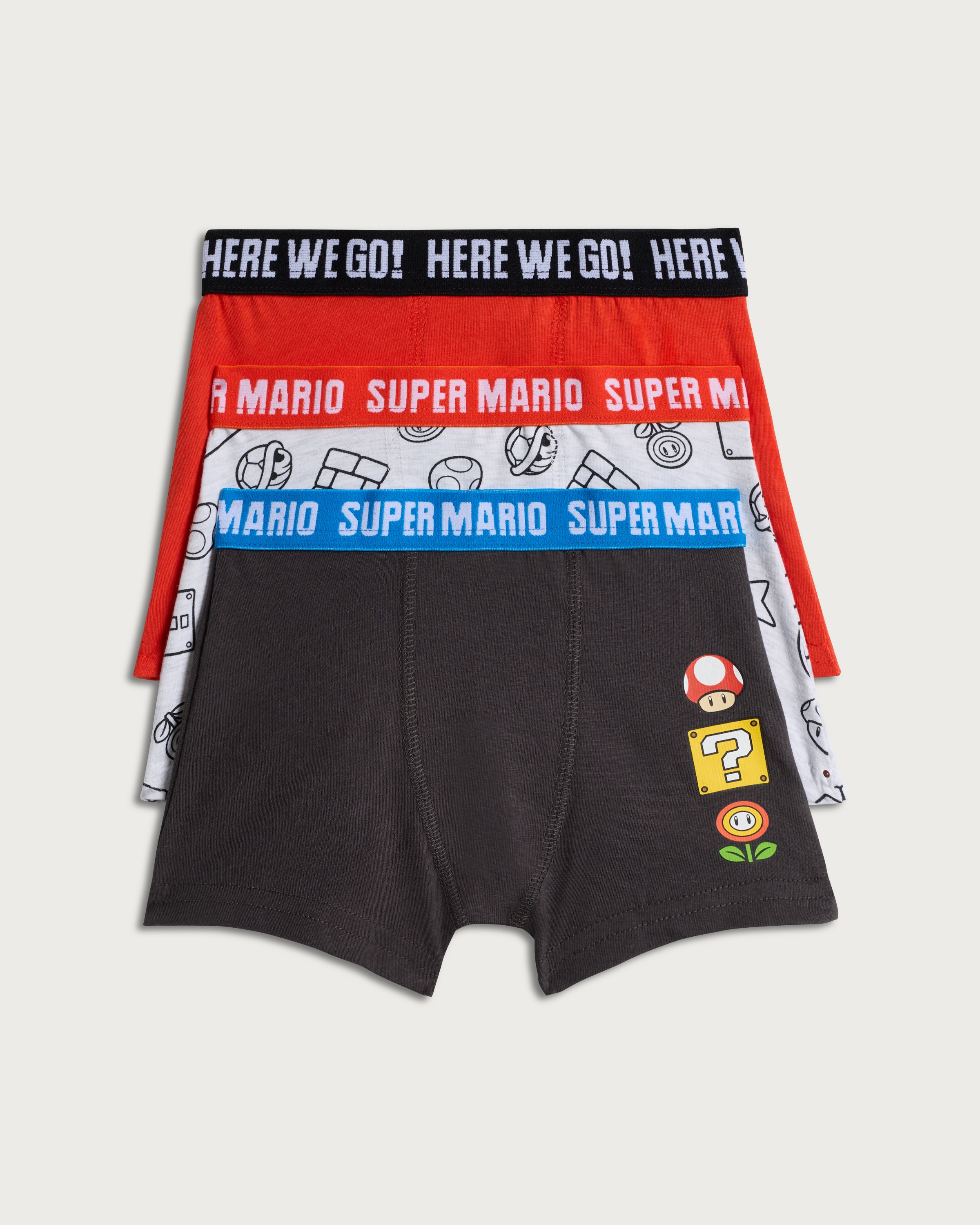 Super Mario 3-Pack Cotton Rich Trunks in Black Multi