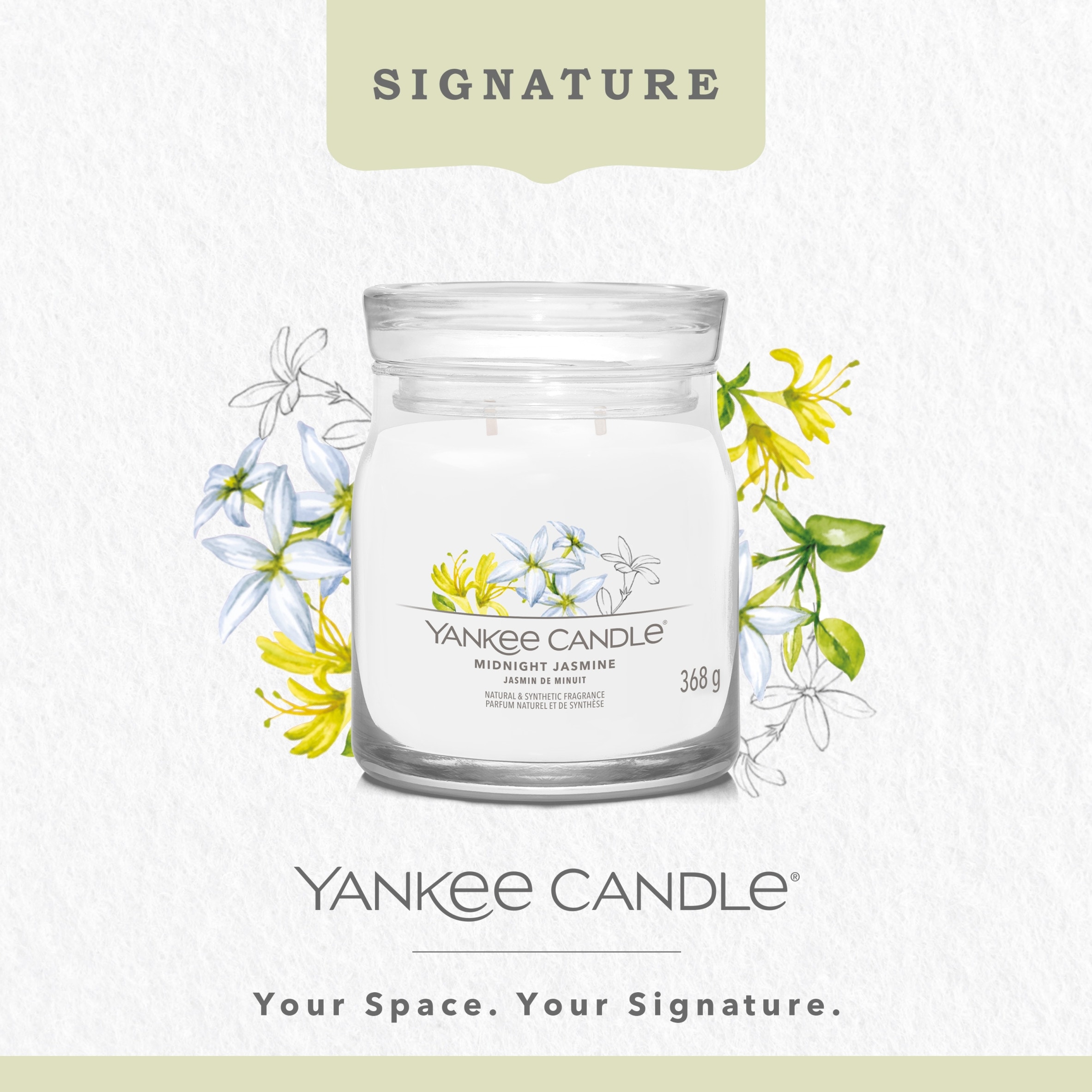 Yankee Signature Midnight Jasmine Medium Jar Candle 368g thumbnail 2
