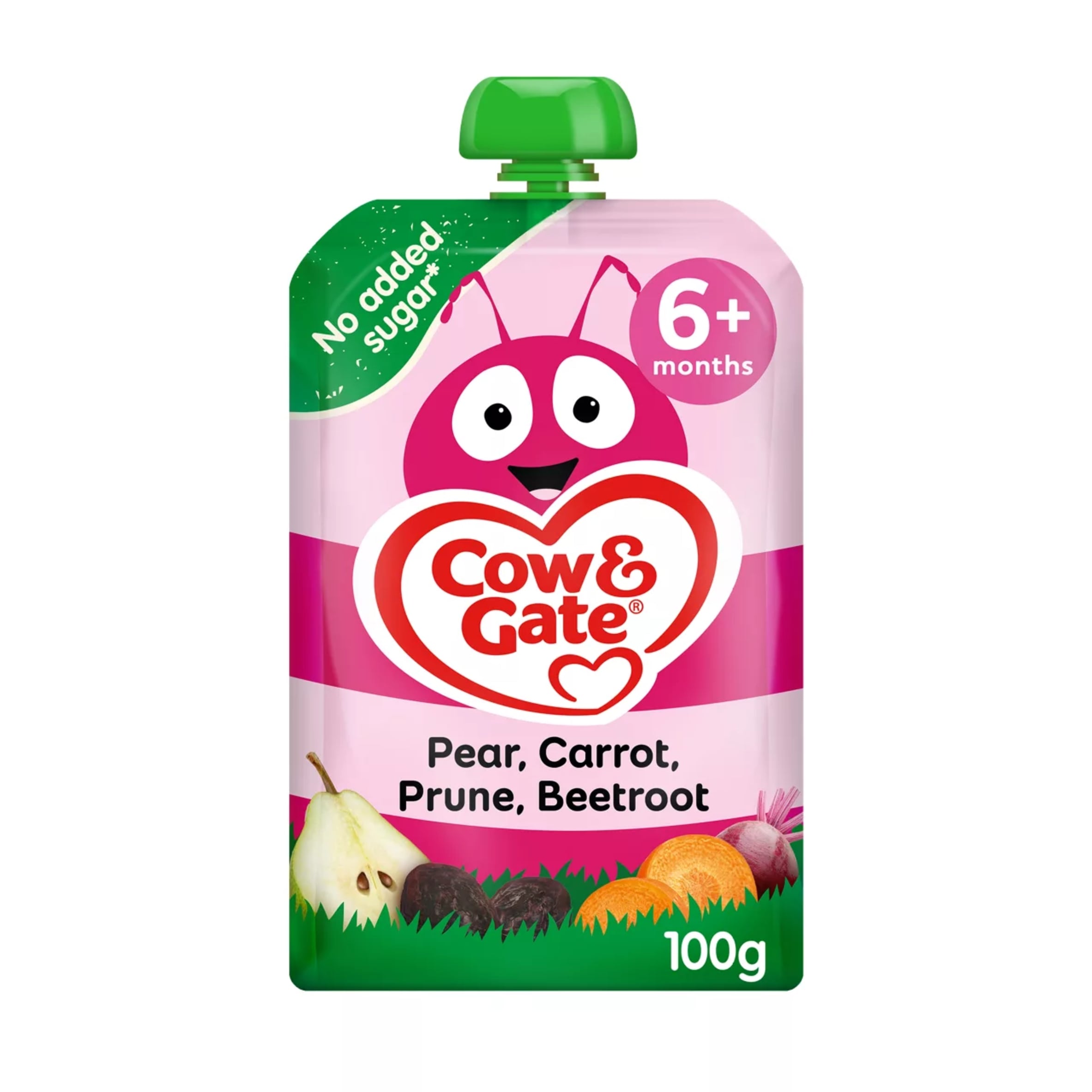 Cow & Gate Fruit Pouch Pear Carrot Prune Beetroot Baby Food 4+ Months