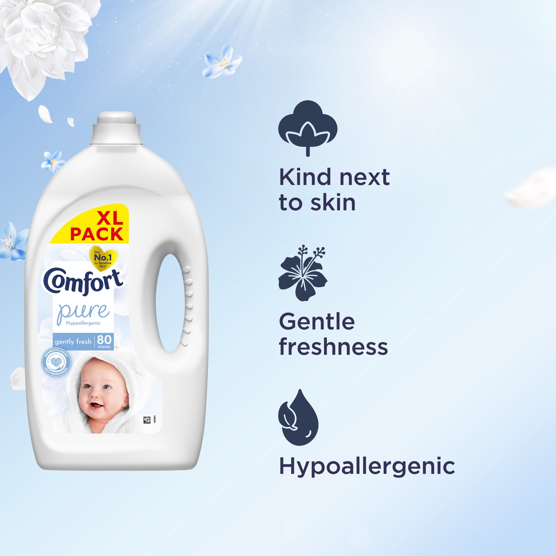 Comfort Pure Sensitive Gently Fresh Fabric Conditioner 80 Washes 2400ml thumbnail 3