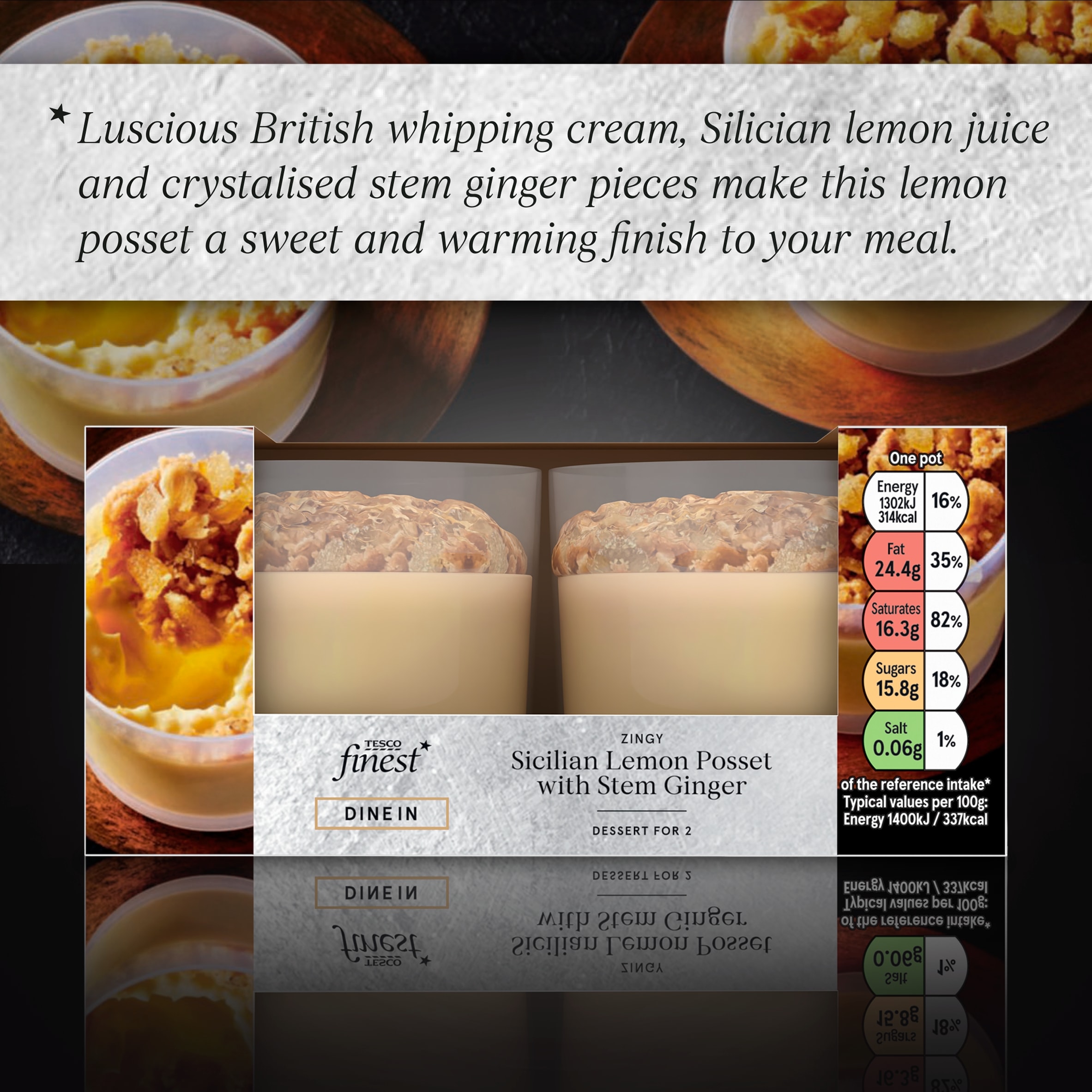 Tesco Finest Sicilian Lemon & Stem Ginger Possets 2 x 93g thumbnail 2