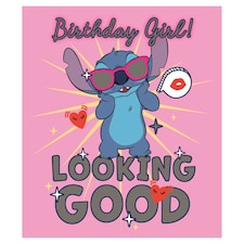 Carlton Birthday Card Birthday Girl! Looking Good (Disney Stitch)