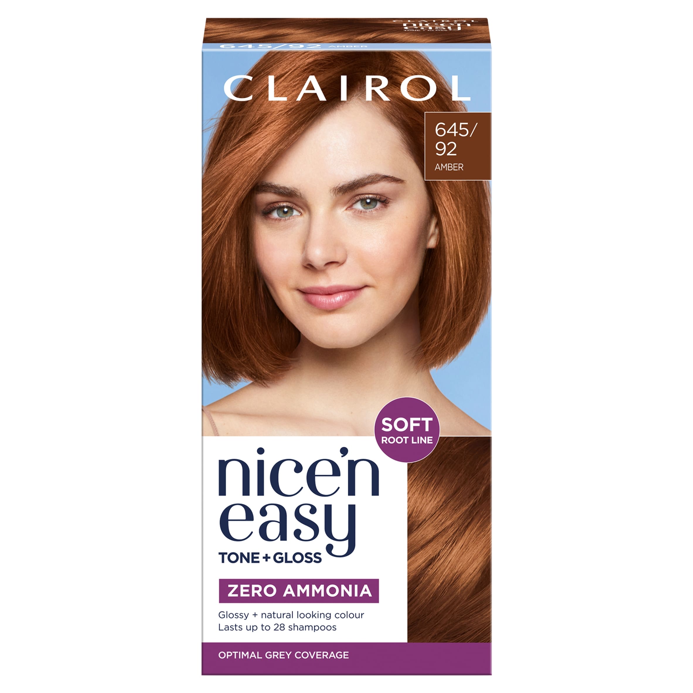 CLAIROL NICE'N EASY TONE+GLOSS SEMI PERMANENT HAIR DYE - 645/92 AMBER