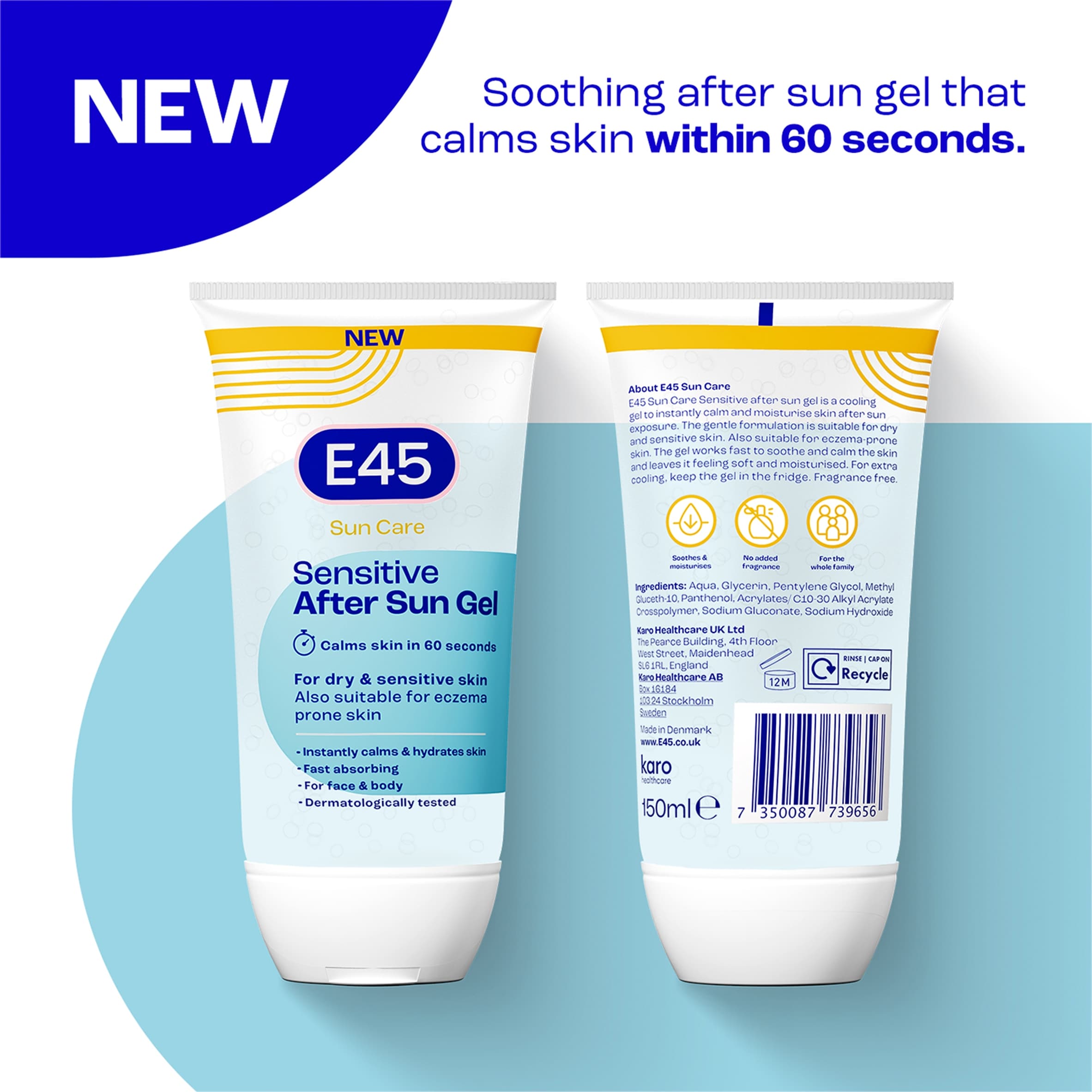 E45 Sun Care Sensitive After Sun Moisturiser Gel 150ml thumbnail 2