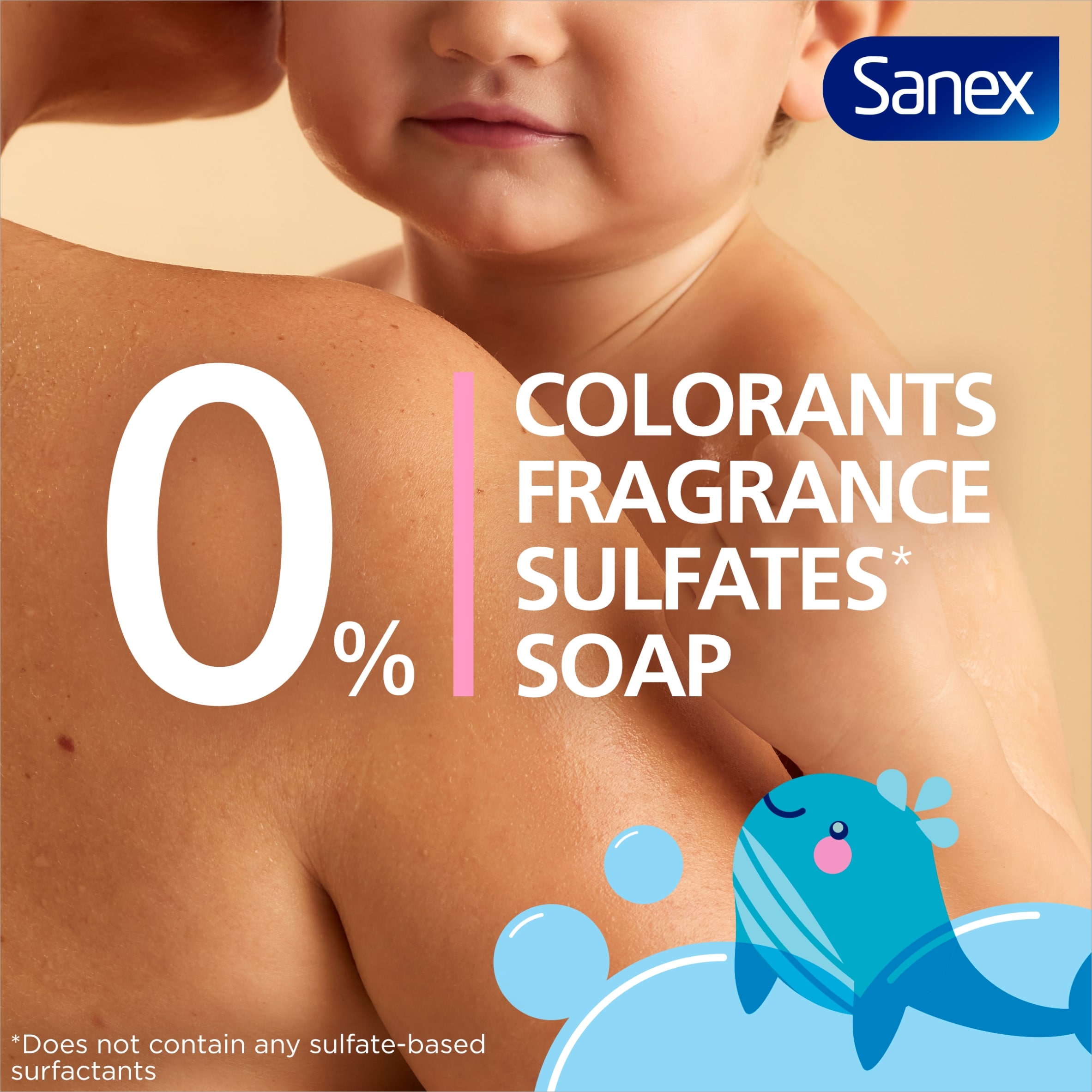 Sanex Zero% Baby Hypoallergenic Fragrance Free Bath Wash & Shampoo 450ml thumbnail 3