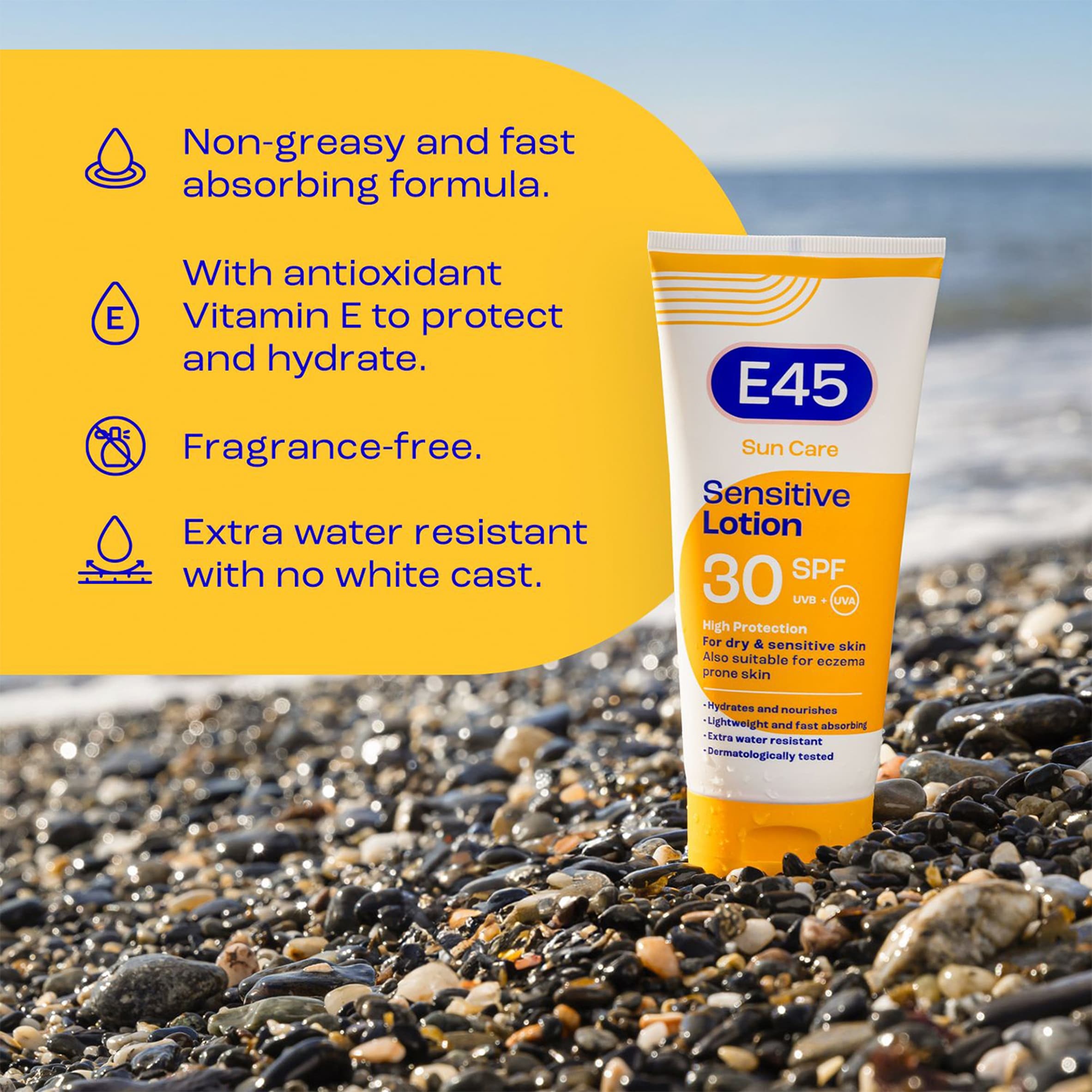 E45 Sun Care Sensitive Sun Cream Lotion SPF30 180ml thumbnail 2