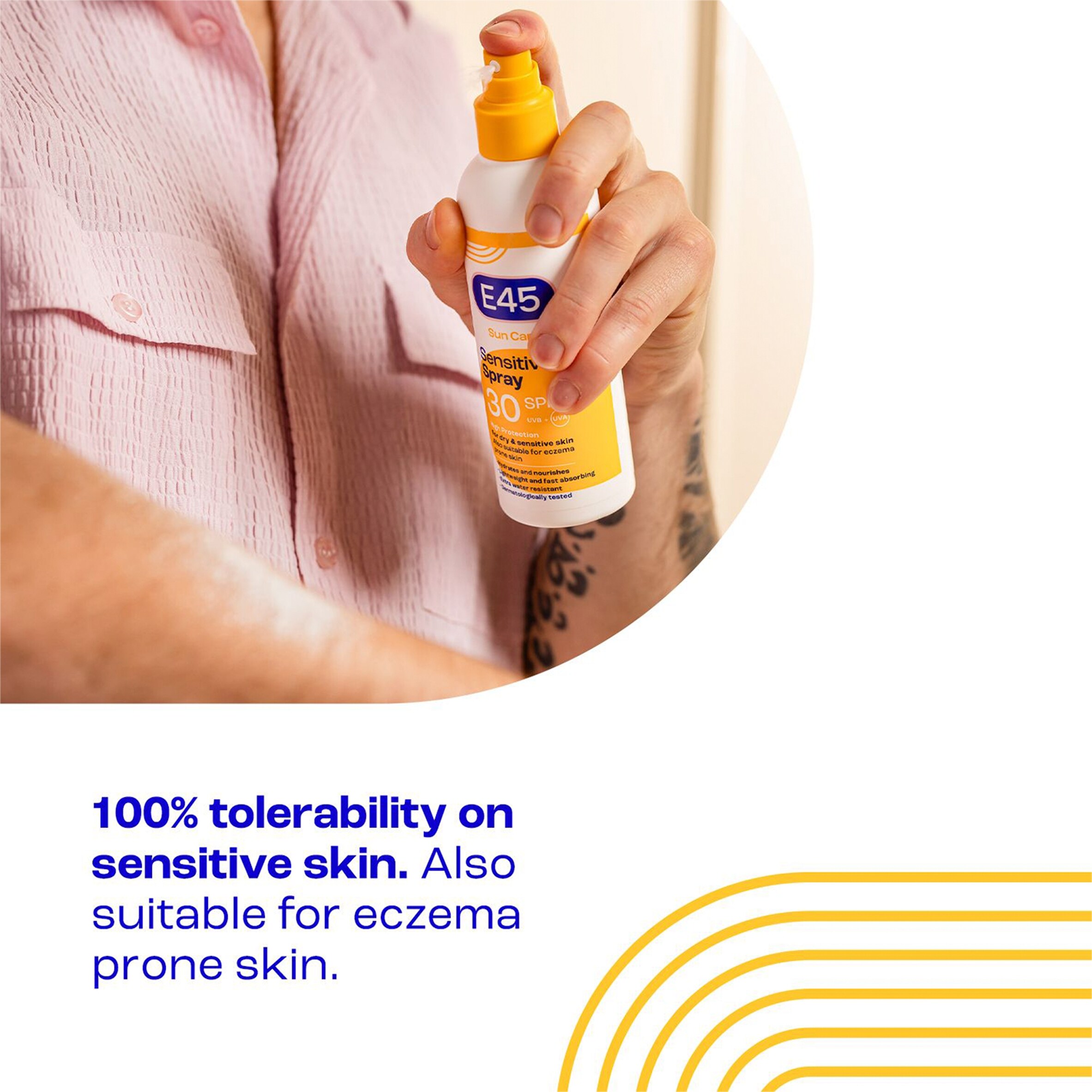 E45 Sun Care Sensitive Sun Cream Spray SPF30 180ml thumbnail 5