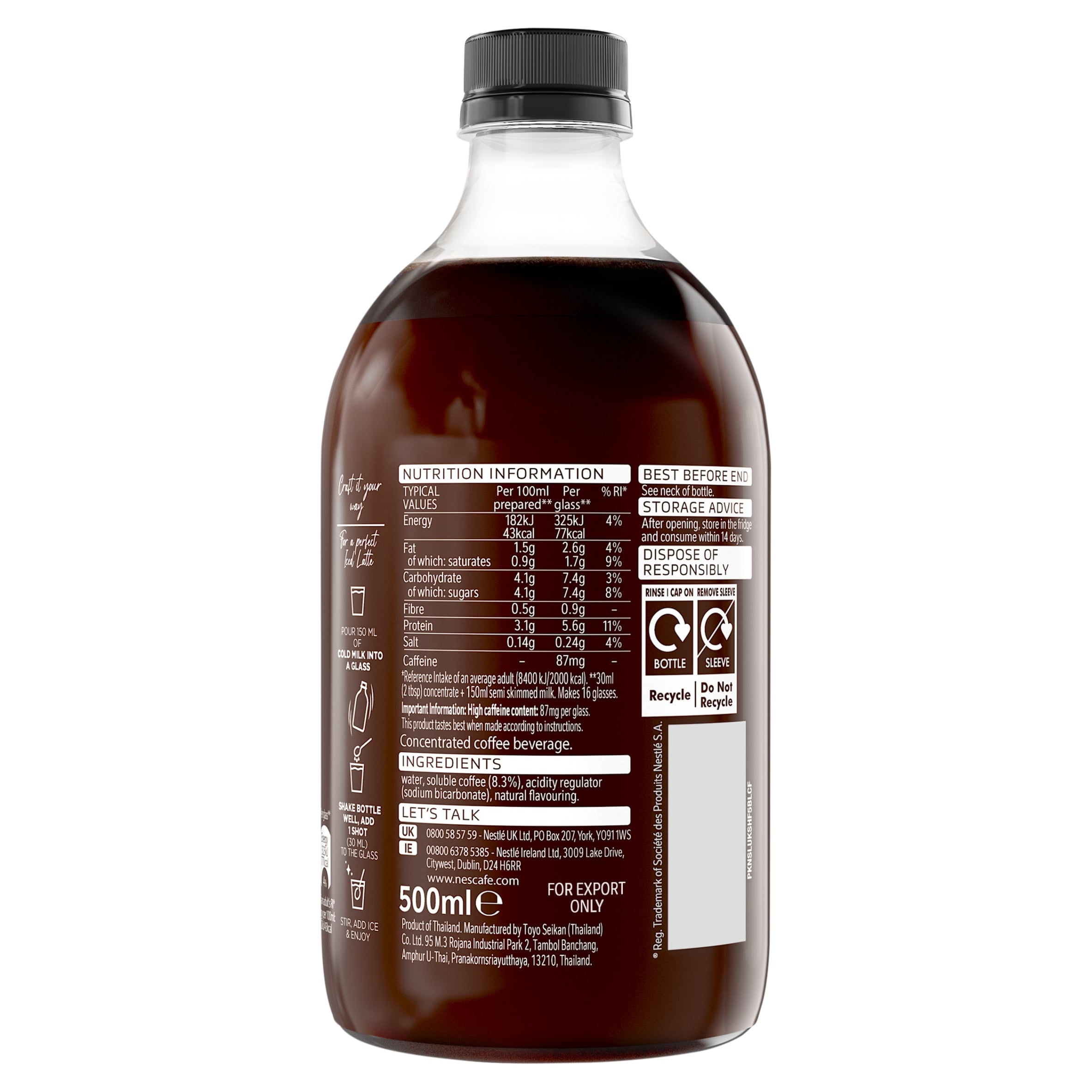 Nescafe Iced Coffee Espresso Concentrated Unsweetened 500ml thumbnail 2