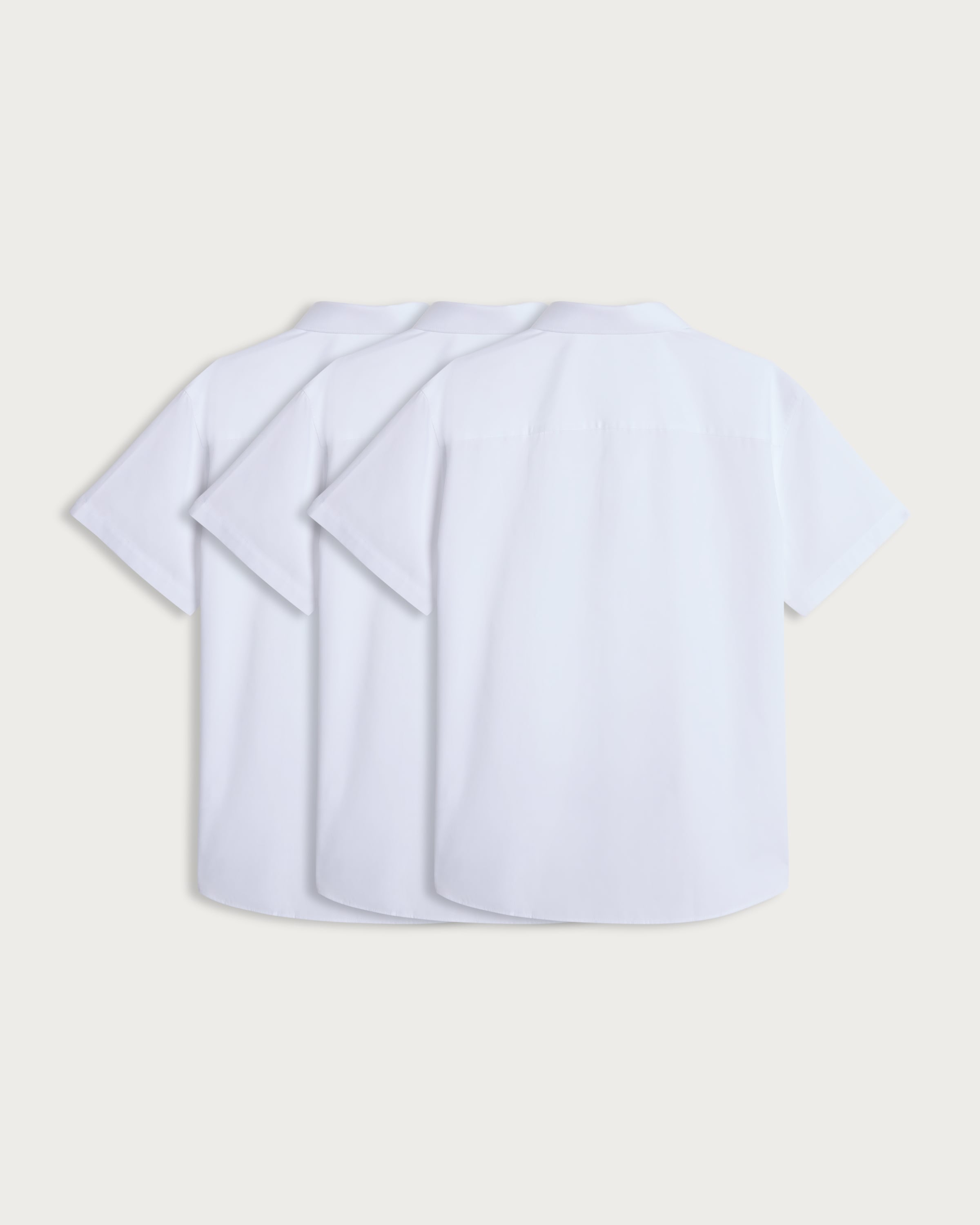 F&F School Girls 3-Pack Cotton Blend Generous Fit Short Sleeved Shirts in White thumbnail 2