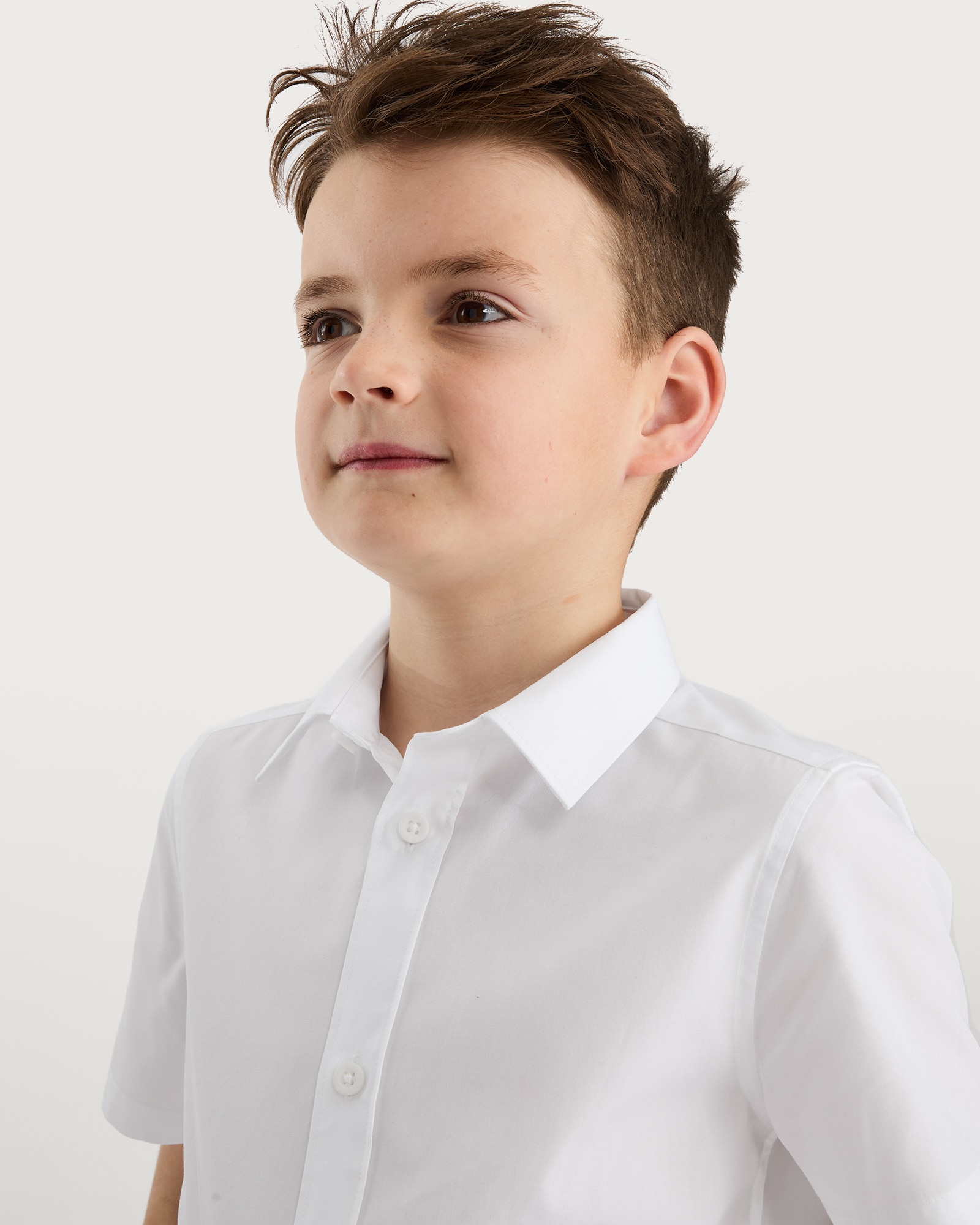 F&F School Boys 3-Pack Slim Fit Short Sleeved Shirts in White thumbnail 2