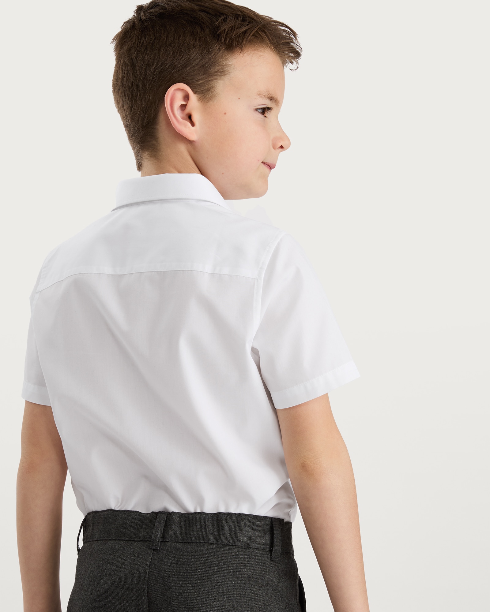 F&F School Boys 3-Pack Slim Fit Short Sleeved Shirts in White thumbnail 3