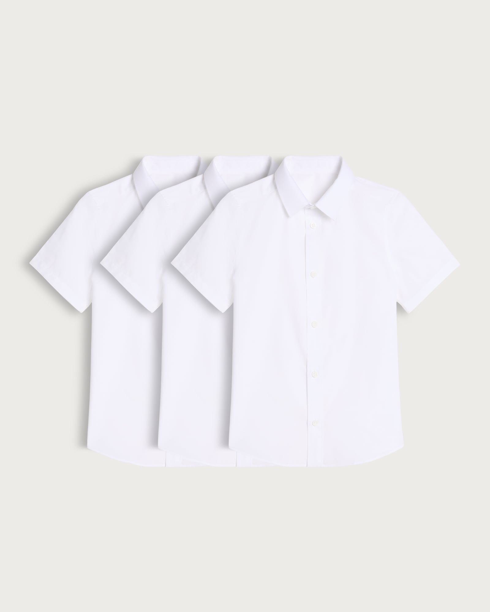 F&F School Boys 3-Pack Slim Fit Short Sleeved Shirts in White thumbnail 4