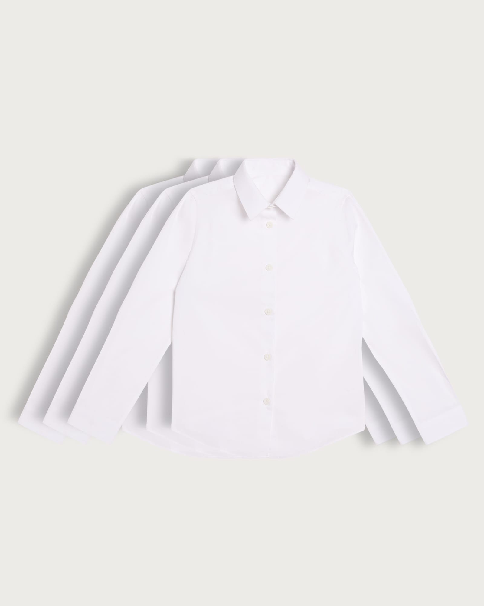 F&F School Girls 3-Pack Slim Fit Long Sleeved Shirts in White thumbnail 4