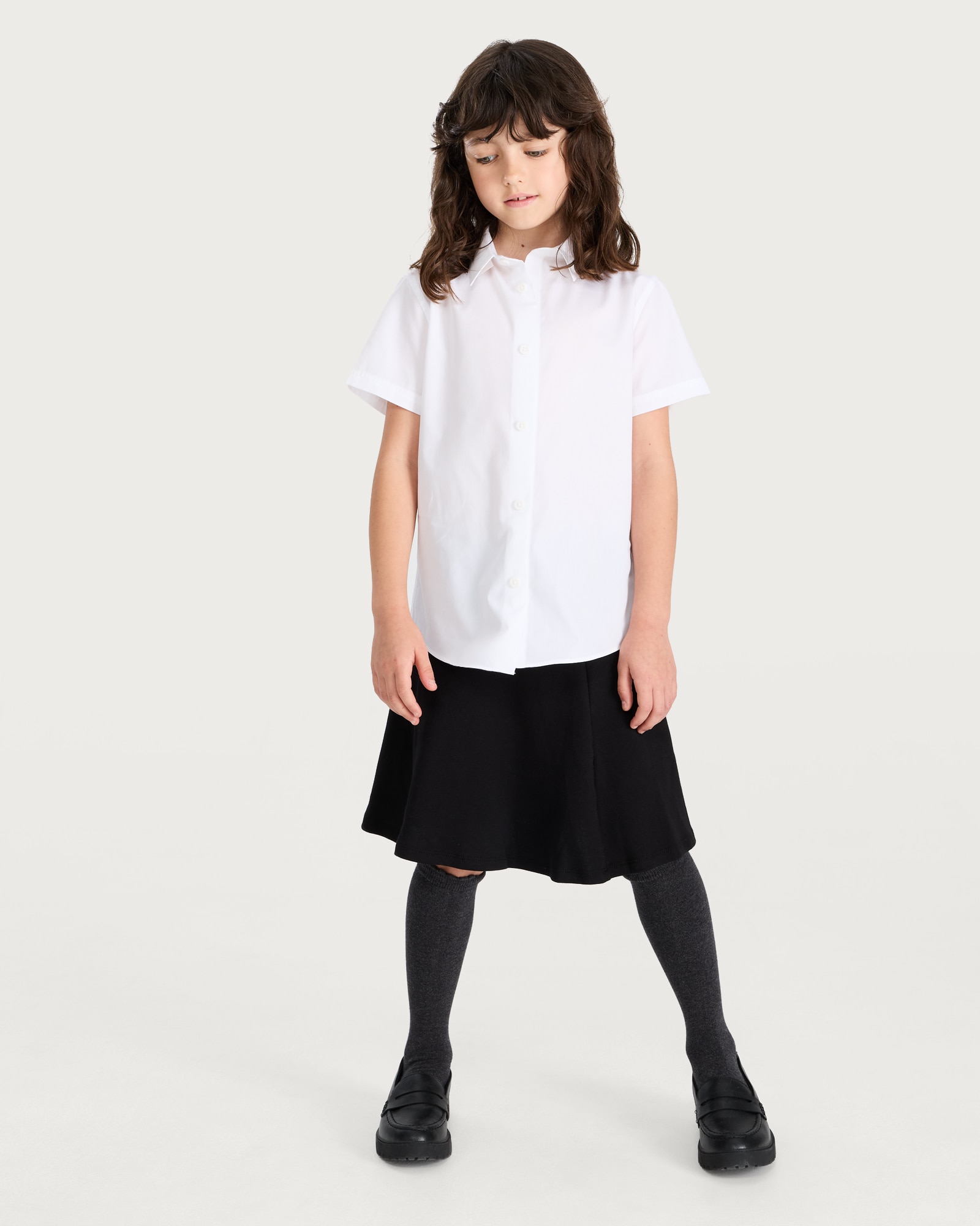F&F School Girls 3-Pack Regular Fit Shirts in White thumbnail 2