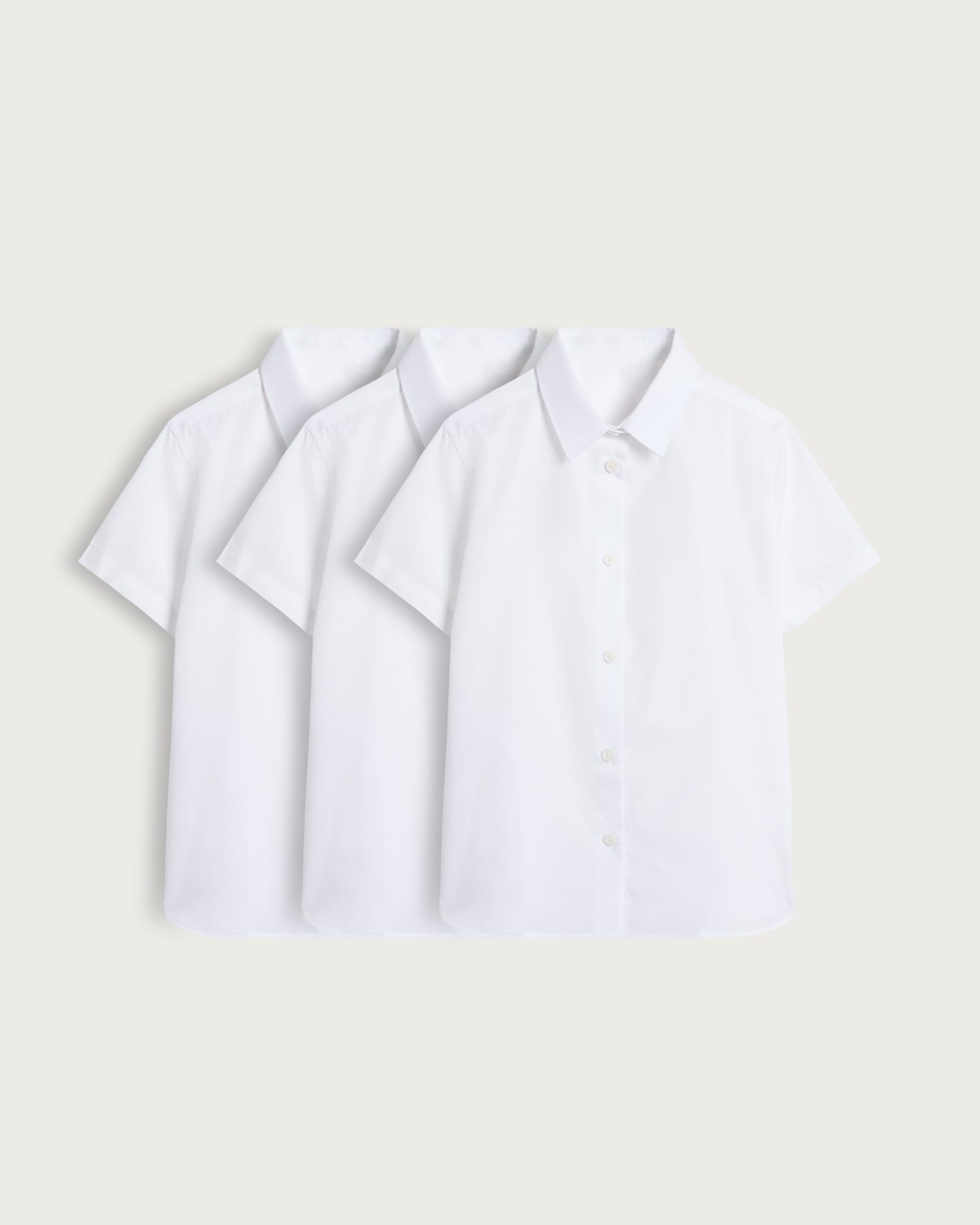 F&F School Girls 3-Pack Regular Fit Shirts in White thumbnail 4