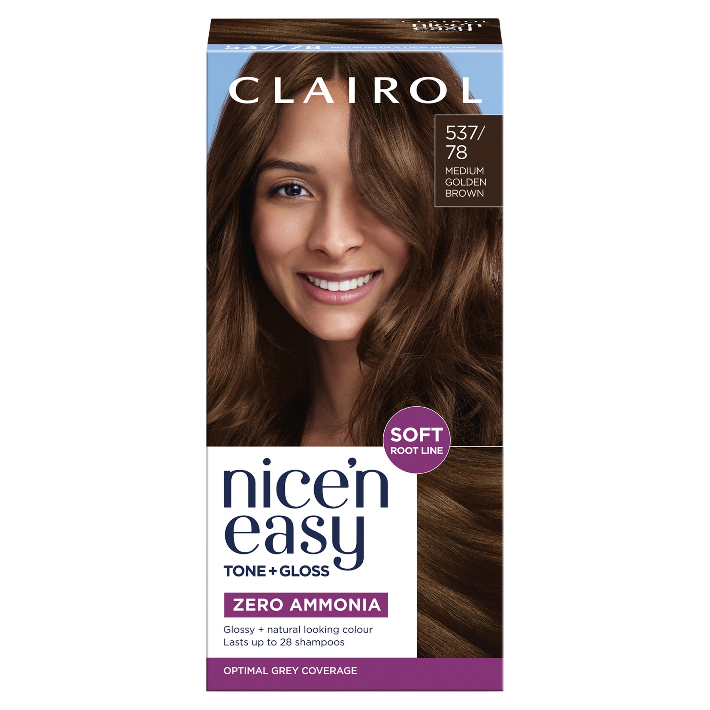 CLAIROL NICE'N EASY TONE+GLOSS SEMI PERMANENT HAIR DYE - 537/78 MEDIUM GOLDEN BROWN
