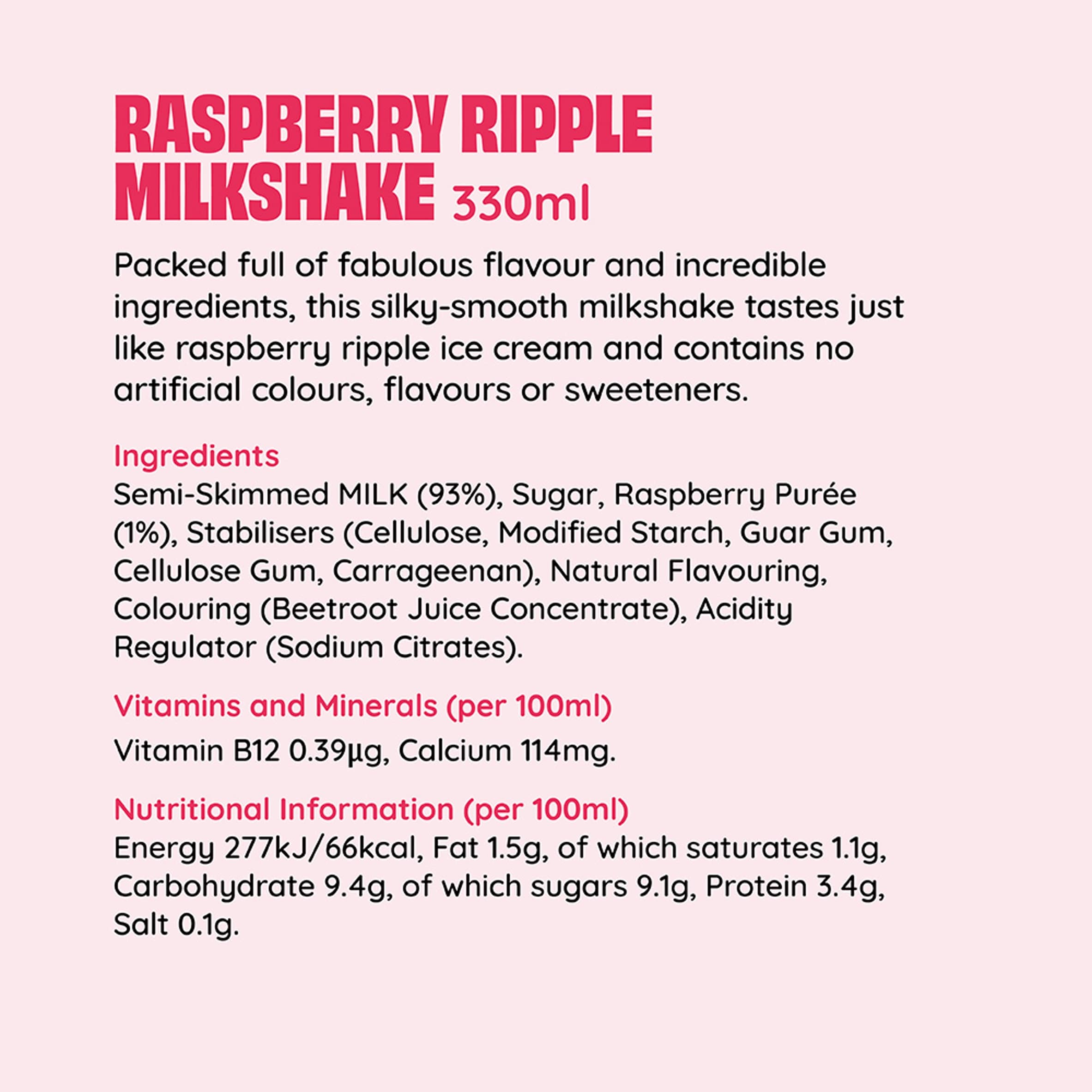 Shaken Udder Raspberry Ripple Milkshake 330ml thumbnail 3