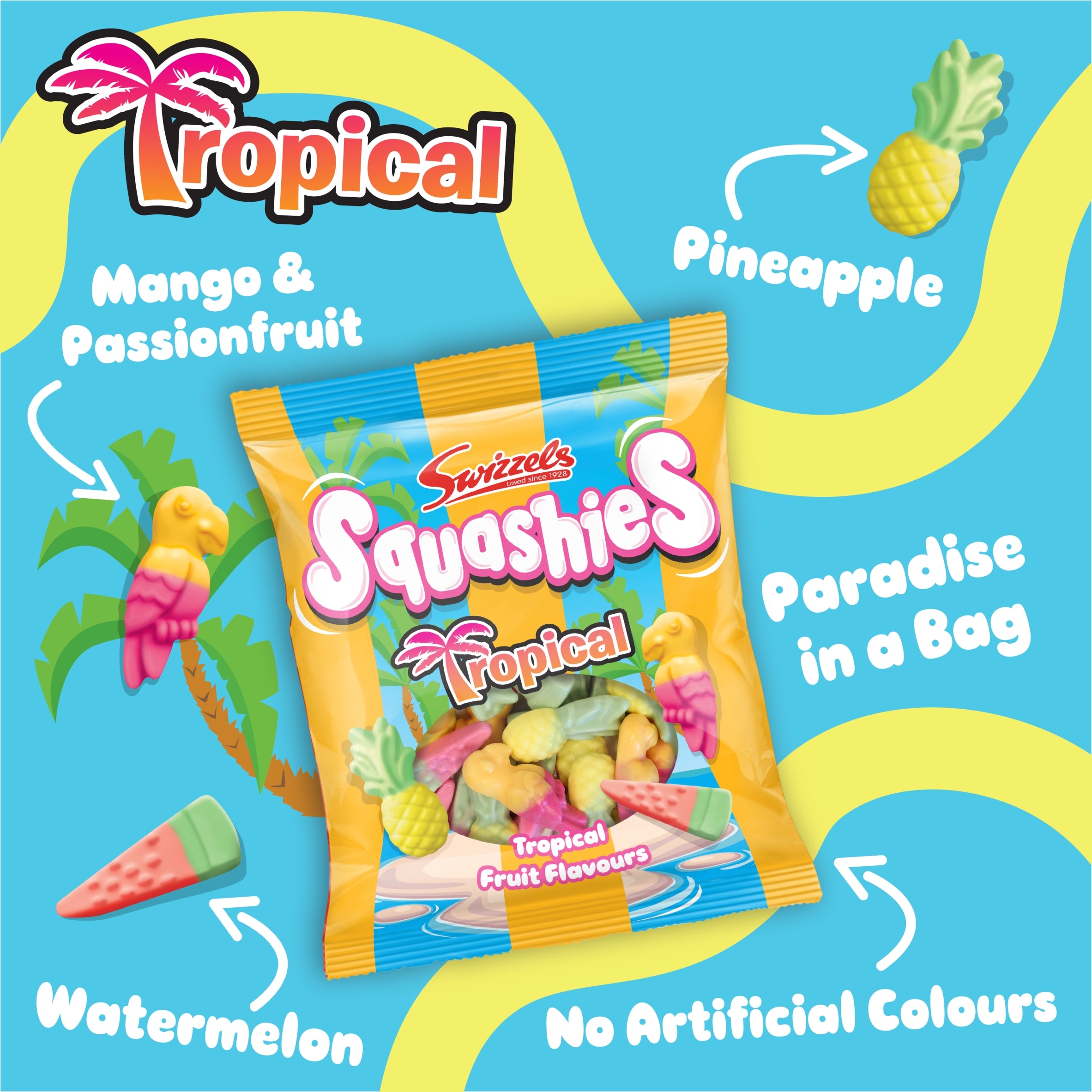 Swizzels Squashies Tropical Fruit Flavours 100g thumbnail 2