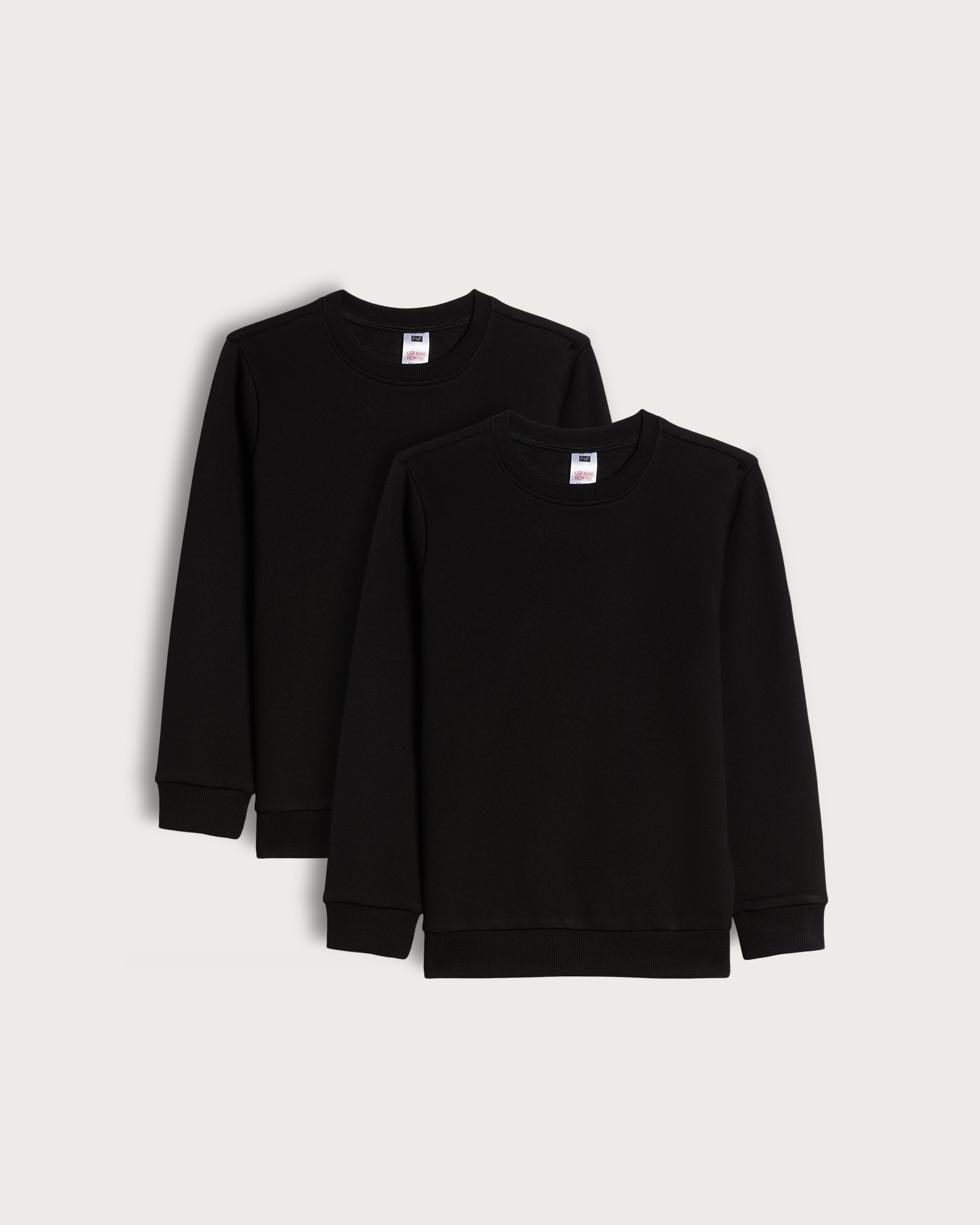 F&F School Unisex 2-Pack Cotton Rich School Sweatshirts in Black thumbnail 4