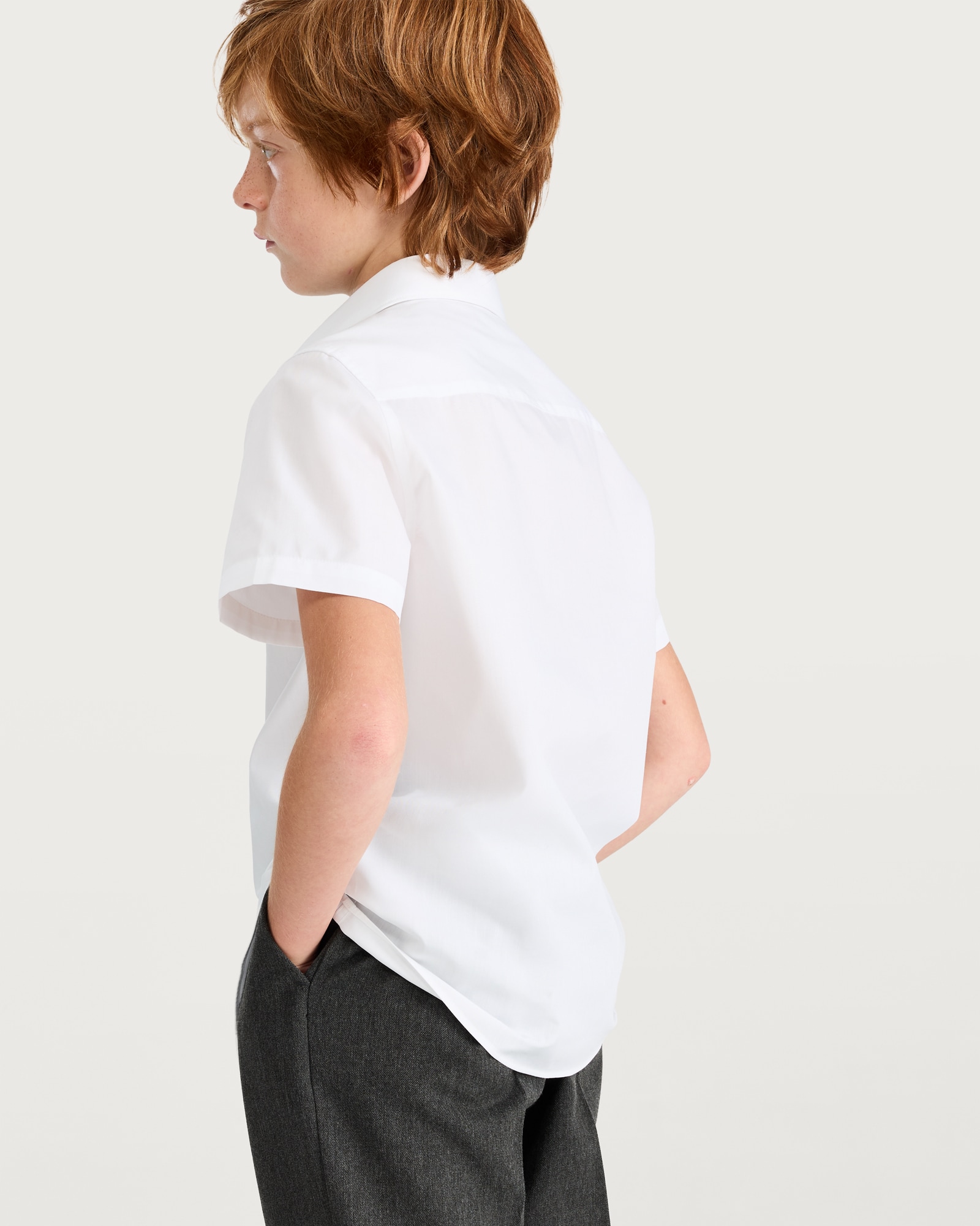 F&F School Boys 3-Pack Regular Fit Short Sleeved Shirts in White thumbnail 3