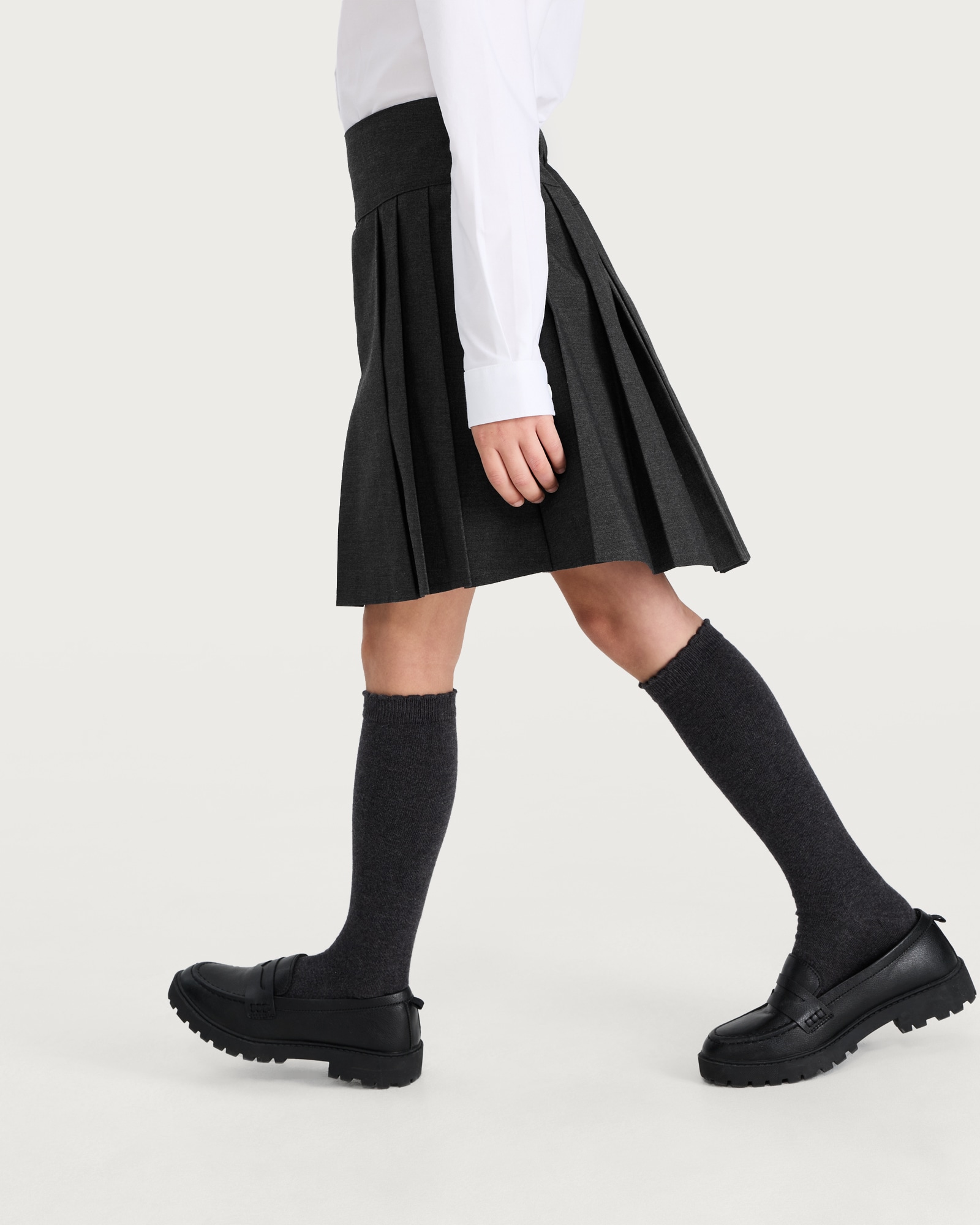 F&F School Girls 2-Pack Pleated Kilt Skirts in Grey