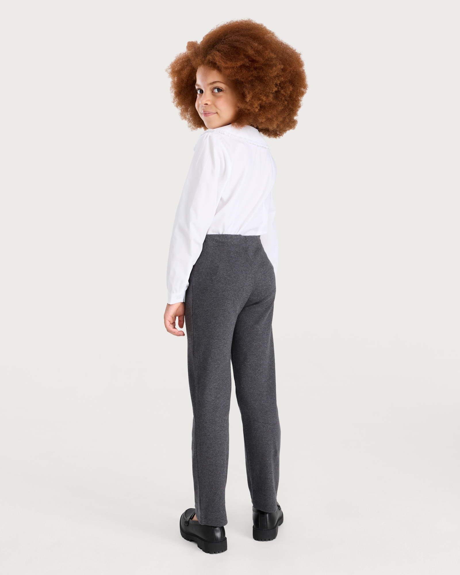 F&F School Girls 2-Pack Cotton Rich Trousers in Grey thumbnail 3