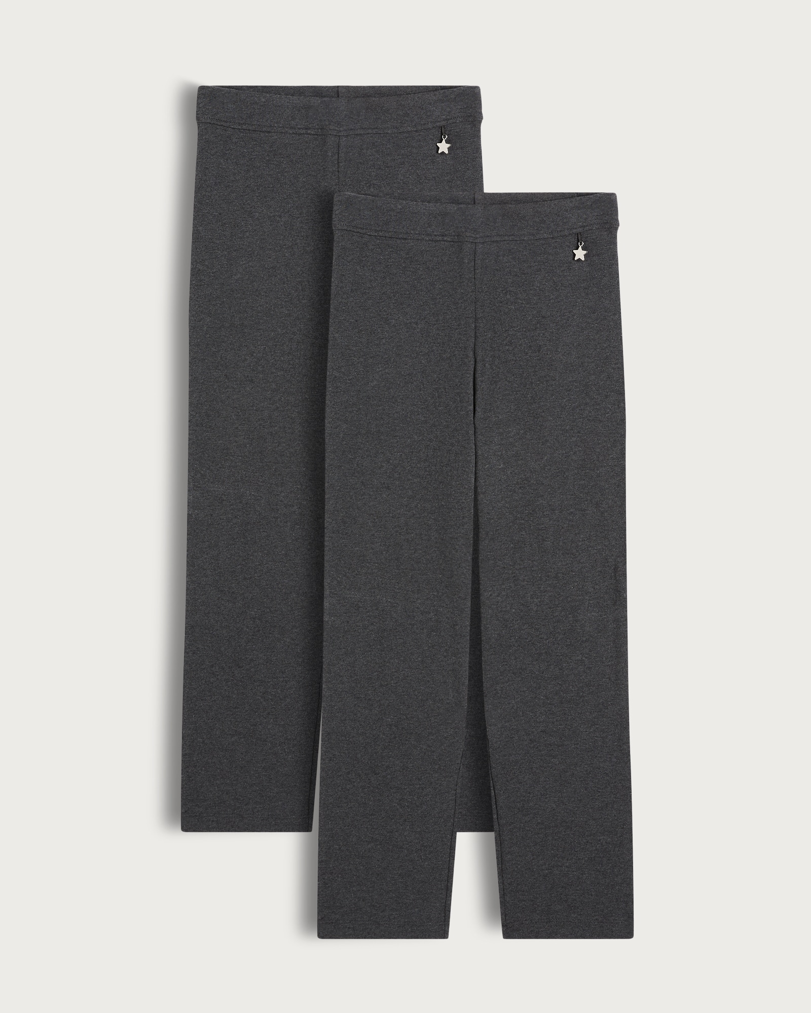 F&F School Girls 2-Pack Cotton Rich Trousers in Grey thumbnail 4