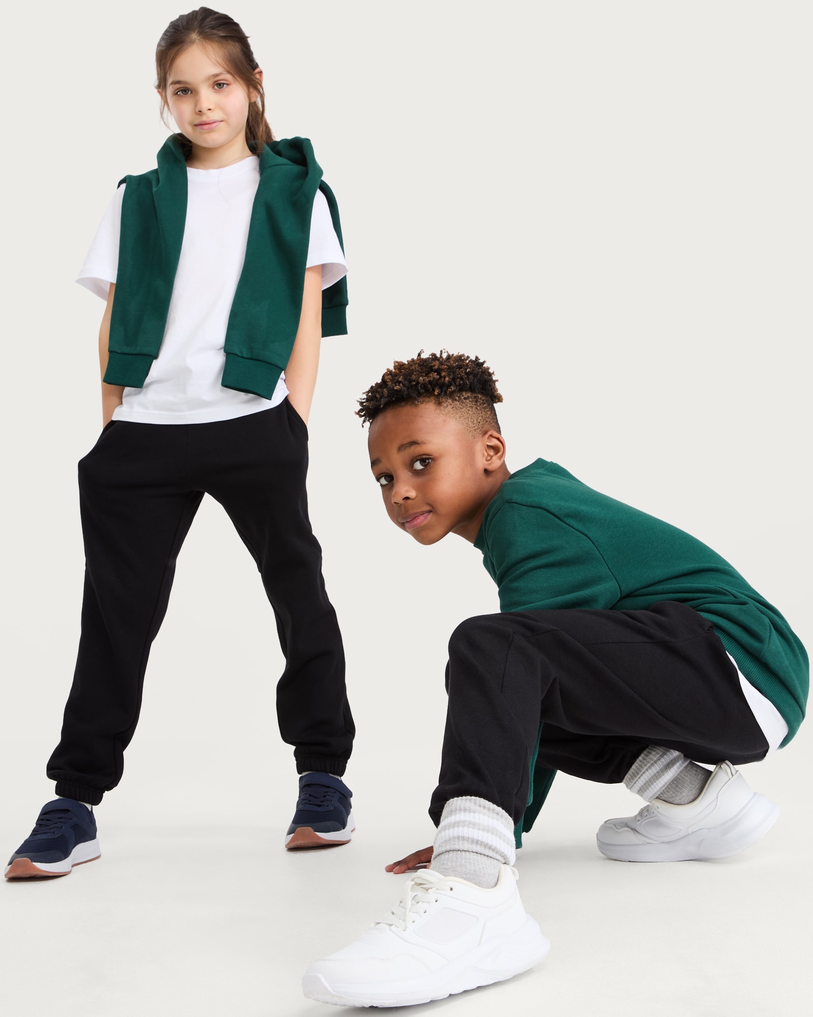 F&F School Unisex 2-Pack Cotton Rich Joggers in Black