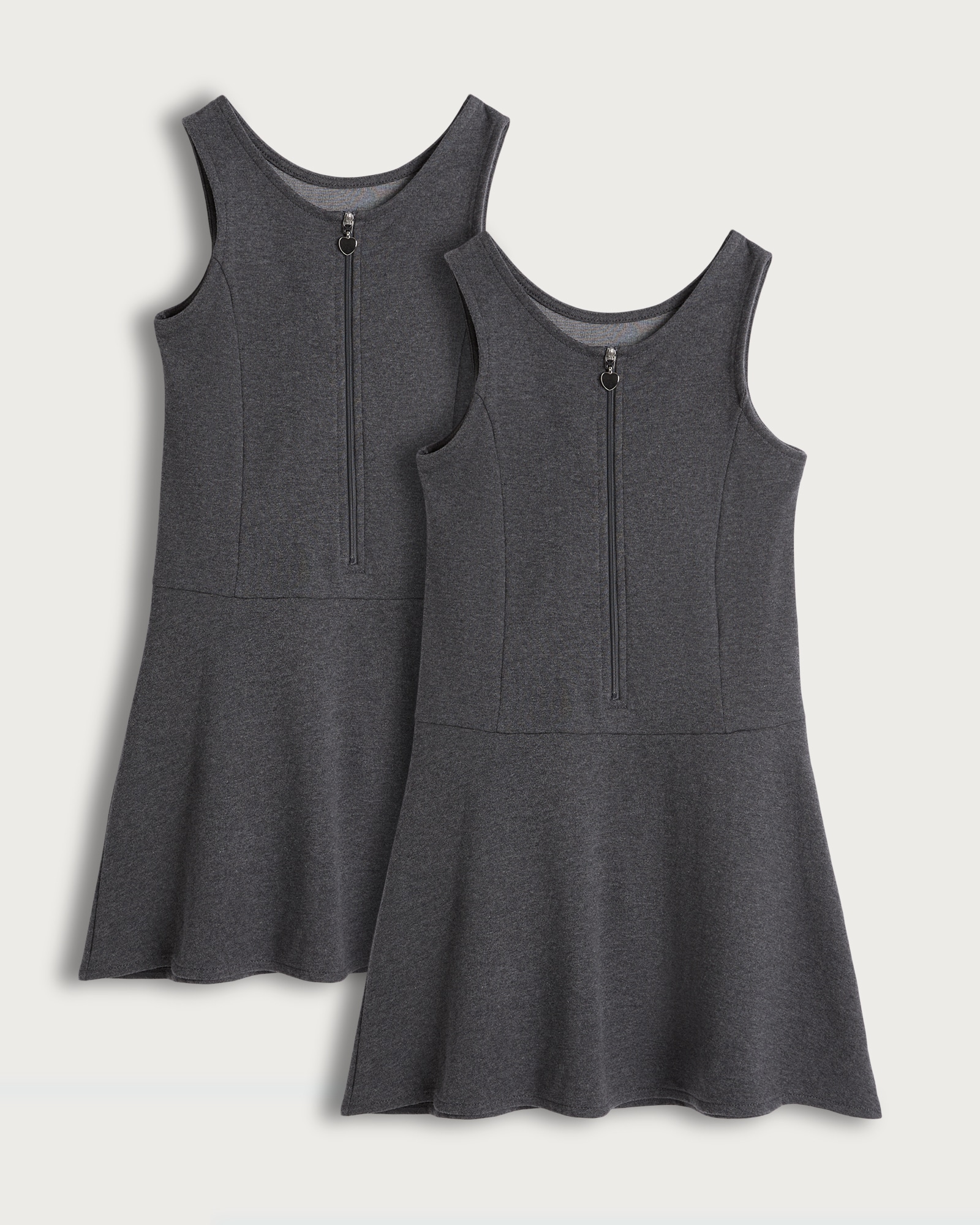 F&F School Girls 2-Pack Cotton Rich Regular Fit Pinafores in Grey thumbnail 5
