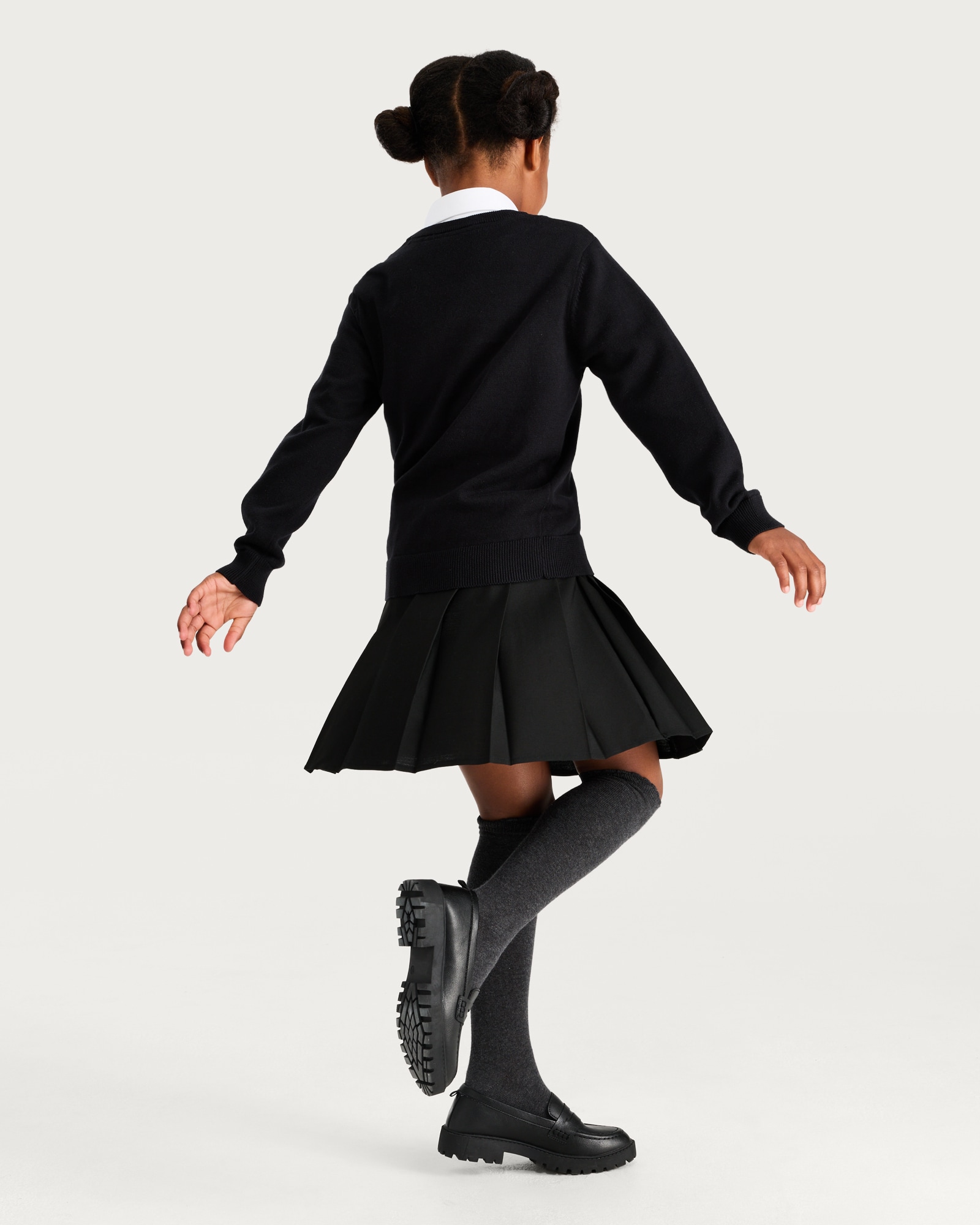 F&F School Unisex 2-Pack Pure Cotton V Neck Jumpers in Black thumbnail 2