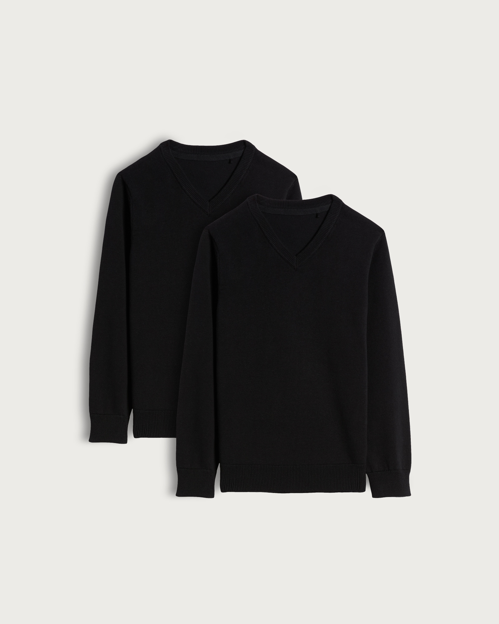 F&F School Unisex 2-Pack Pure Cotton V Neck Jumpers in Black thumbnail 4