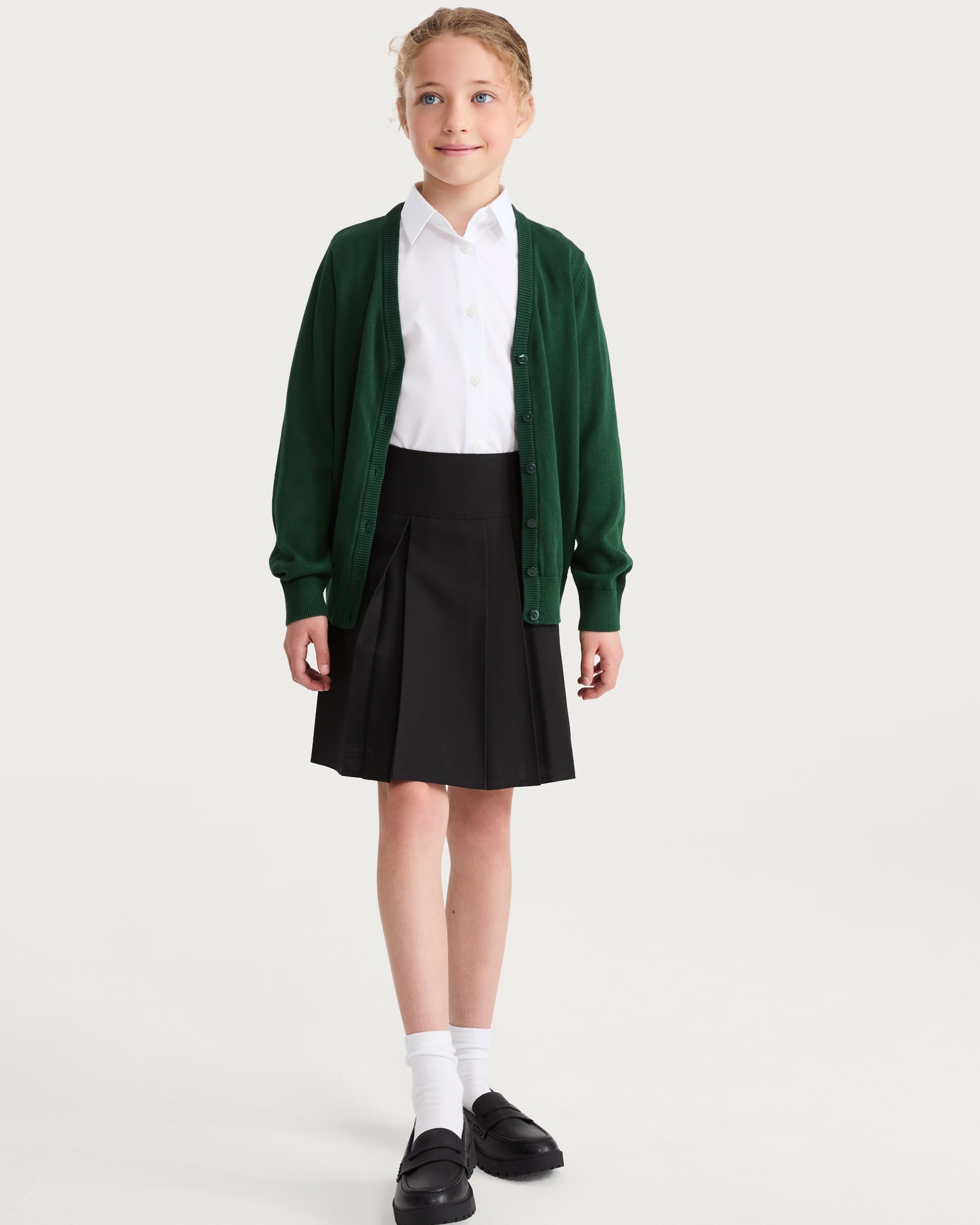 F&F School Unisex 2-Pack Pure Cotton Knitted Cardigans in Green thumbnail 2
